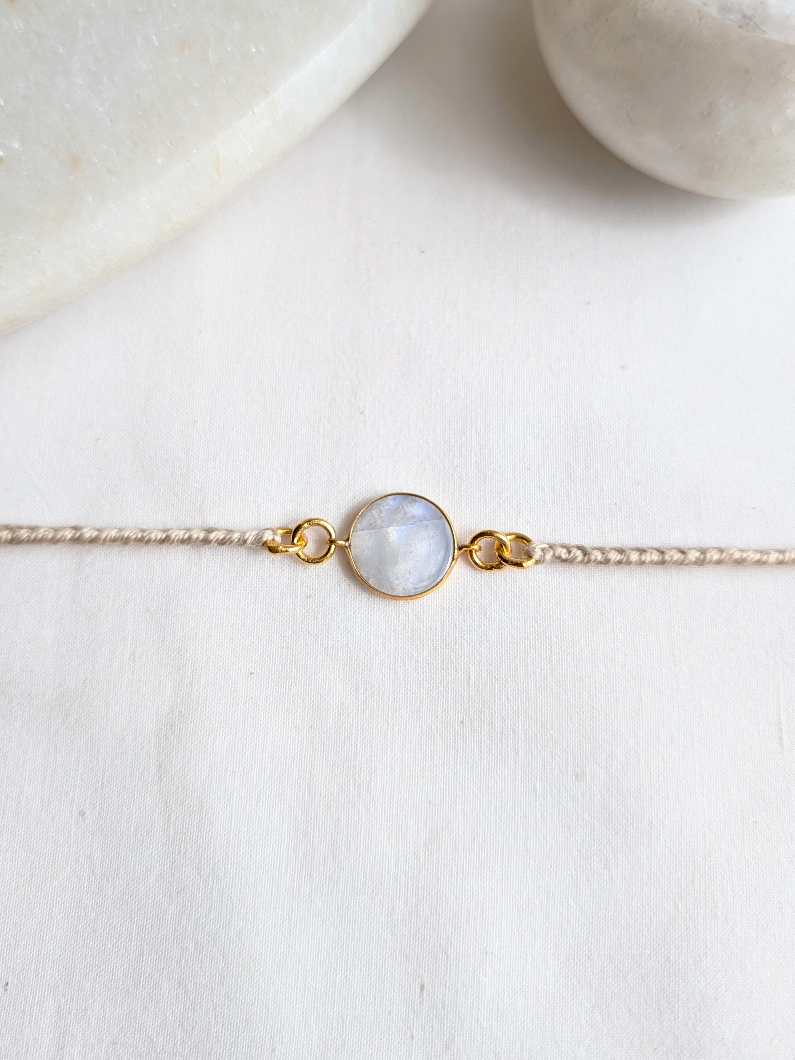 matsya - Rainbow Moonstone Round Charm Rakhi