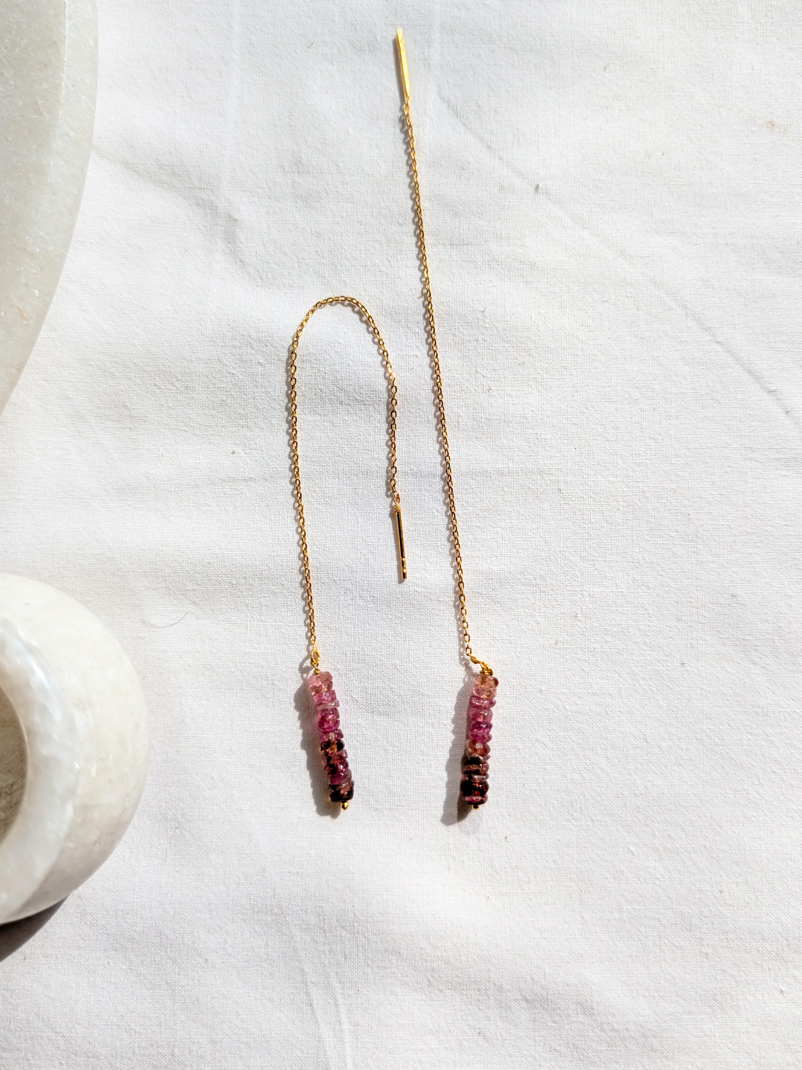laasa - Pink Tourmaline Baati Threader Earrings