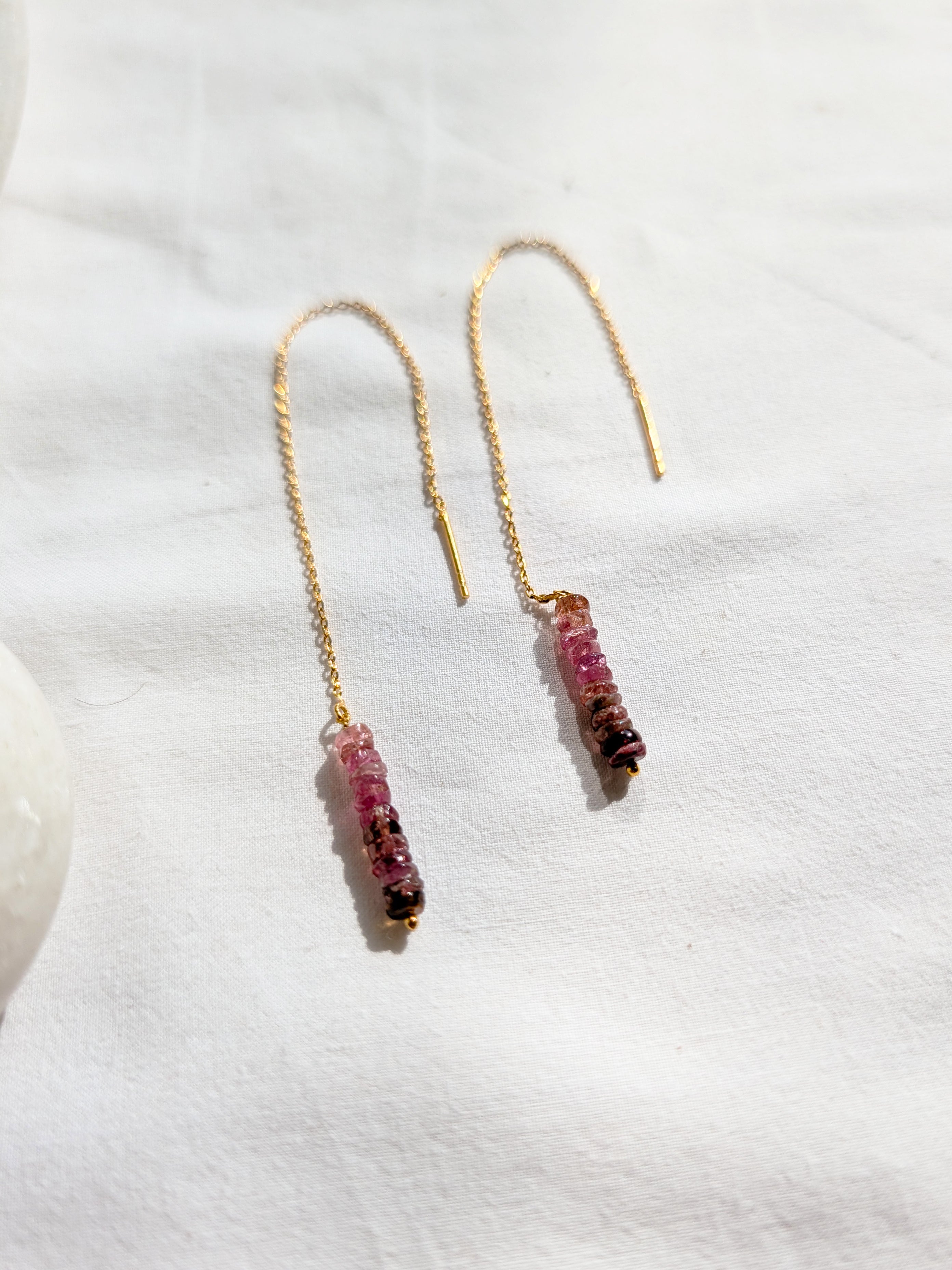 laasa - Pink Tourmaline Baati Threader Earrings