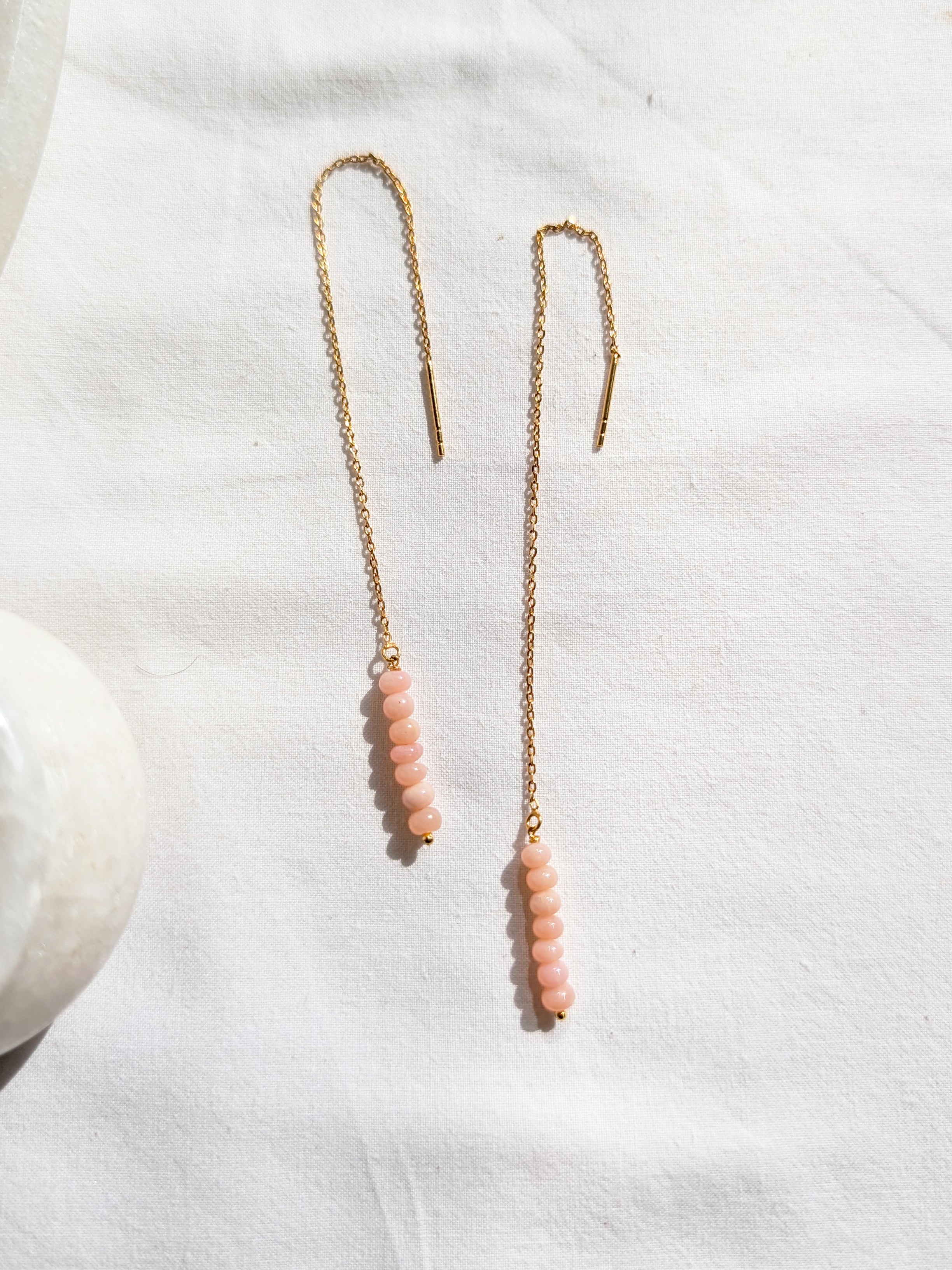 laasa - Pink Opal Baati Threader Earrings