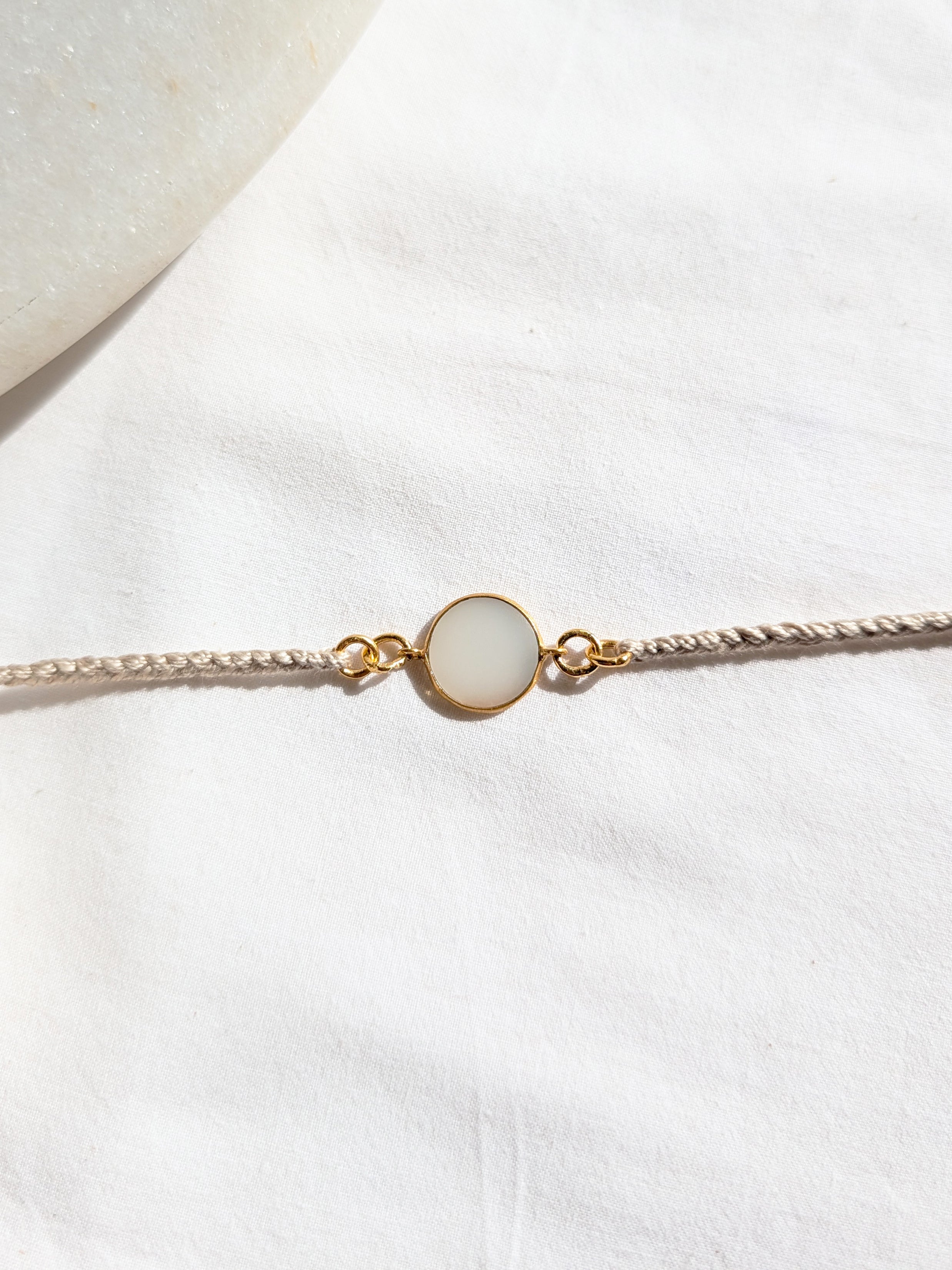 matsya - White Moonstone Round Charm Rakhi