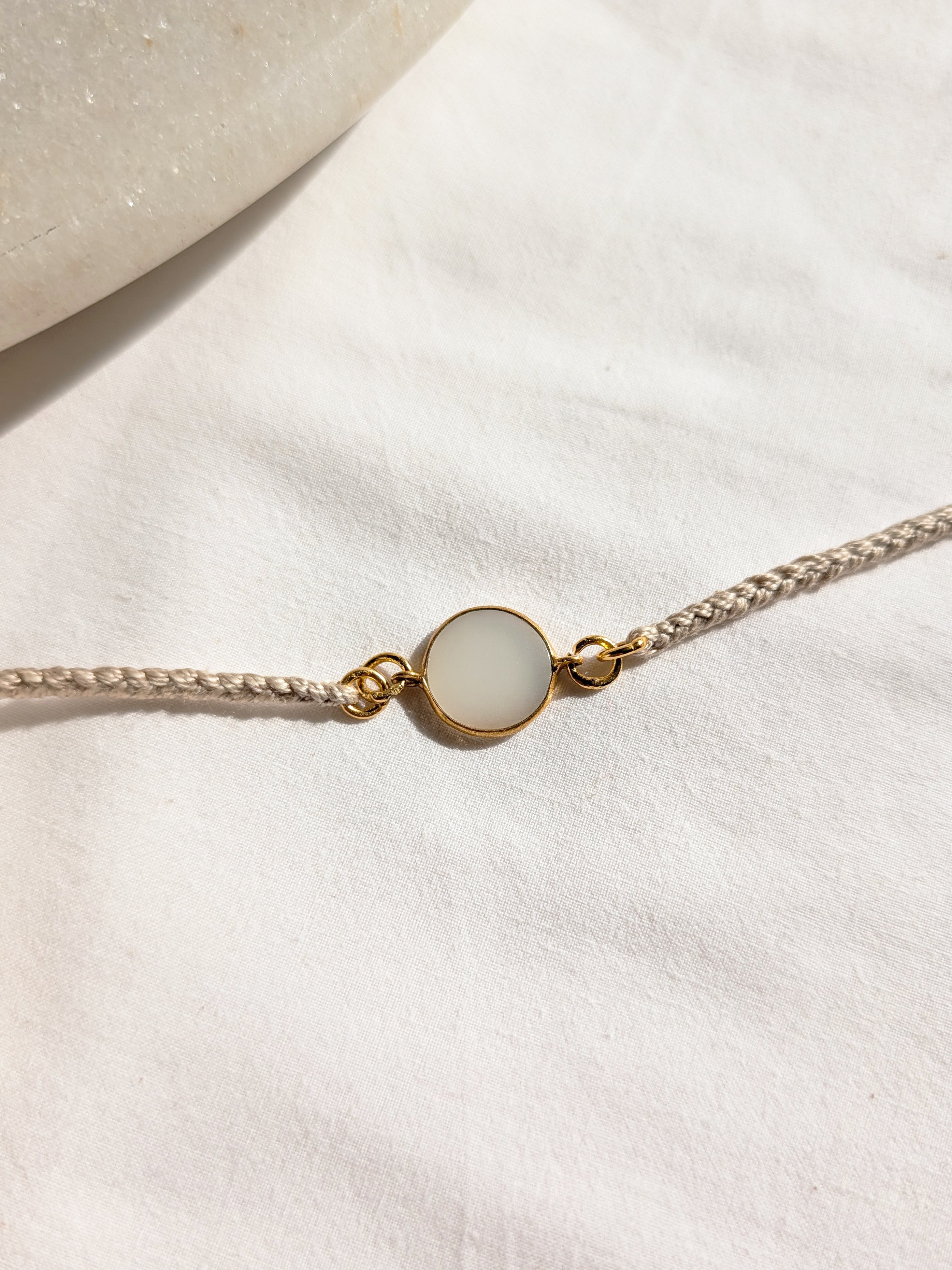 matsya - White Moonstone Round Charm Rakhi