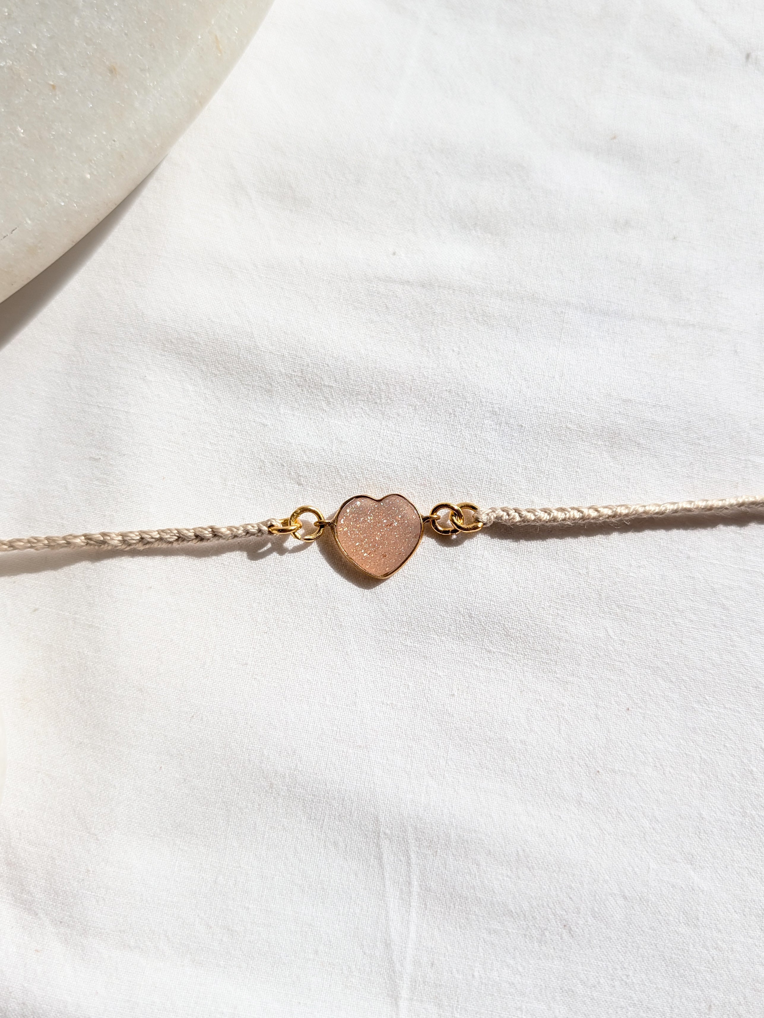 hart - Peach Moonstone Heart Charm Rakhi