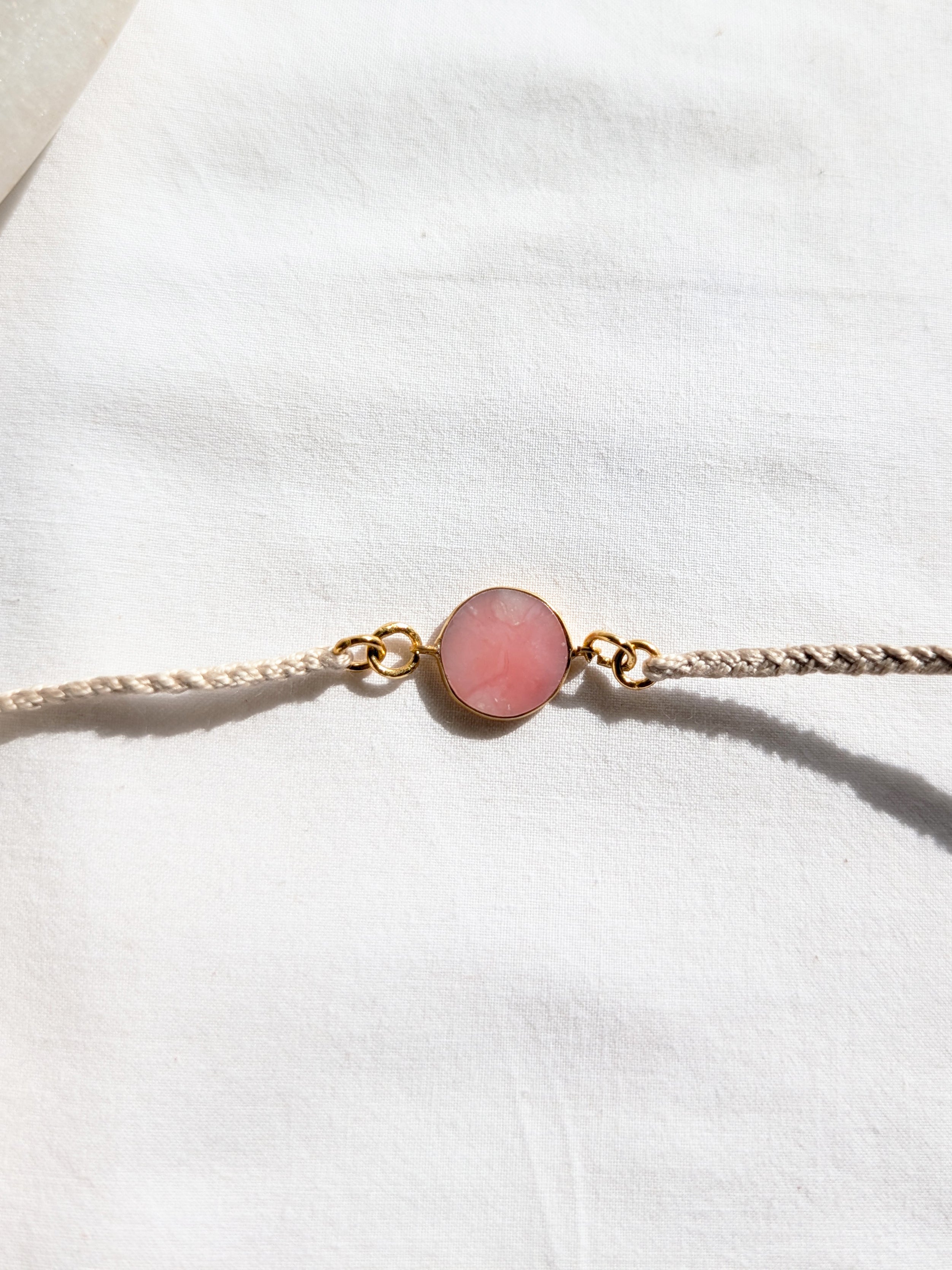 matsya - Pink Opal Round Charm Rakhi