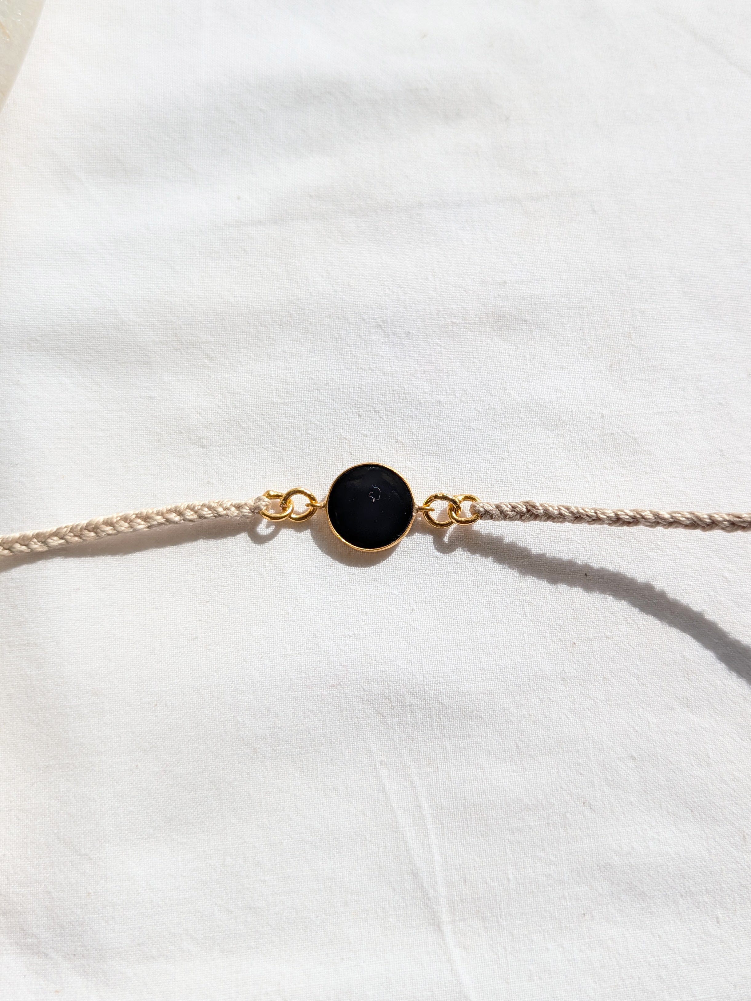 matsya - Black Onyx Round Charm Rakhi