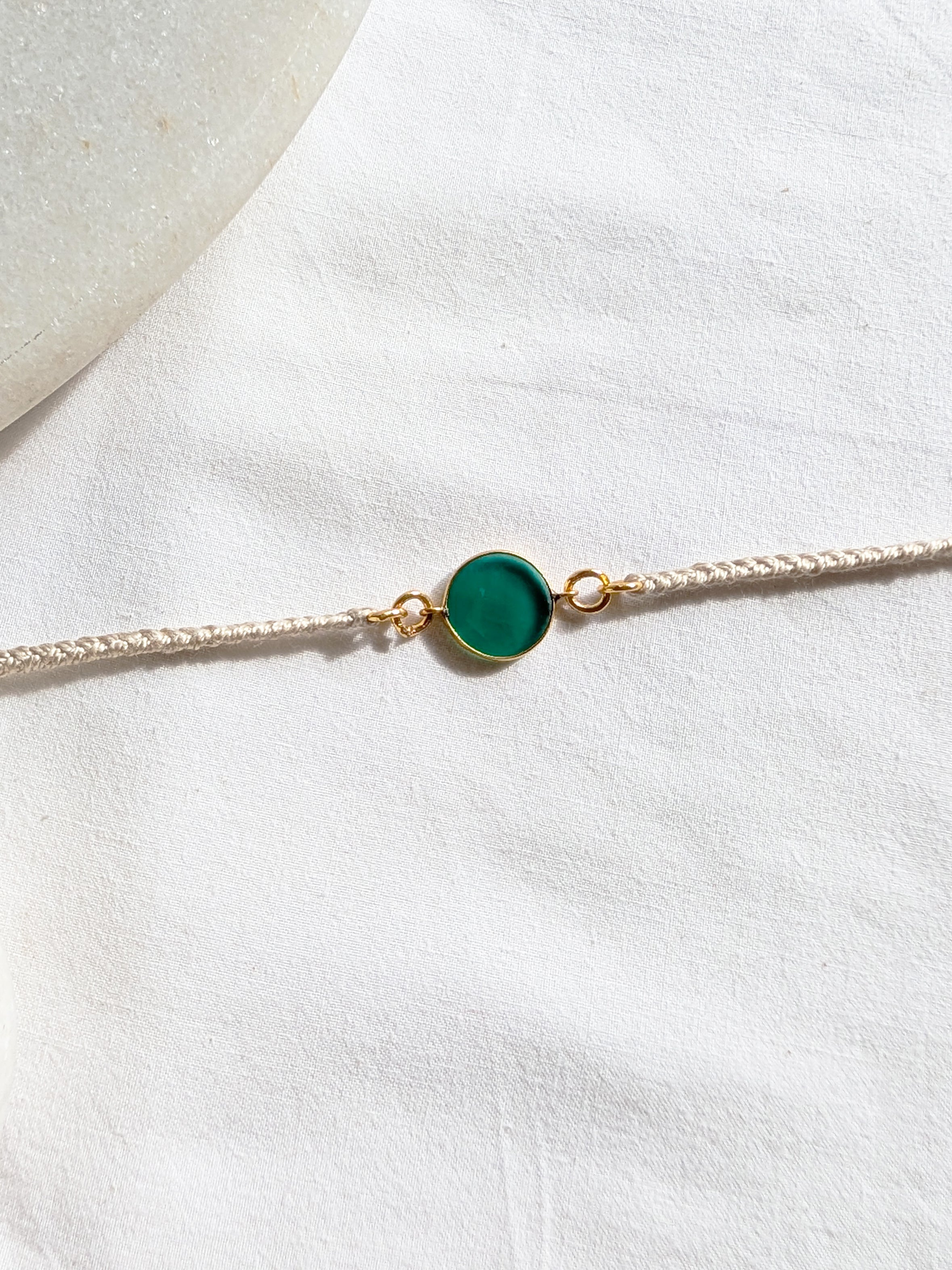 matsya - Green Onyx Round Charm Rakhi