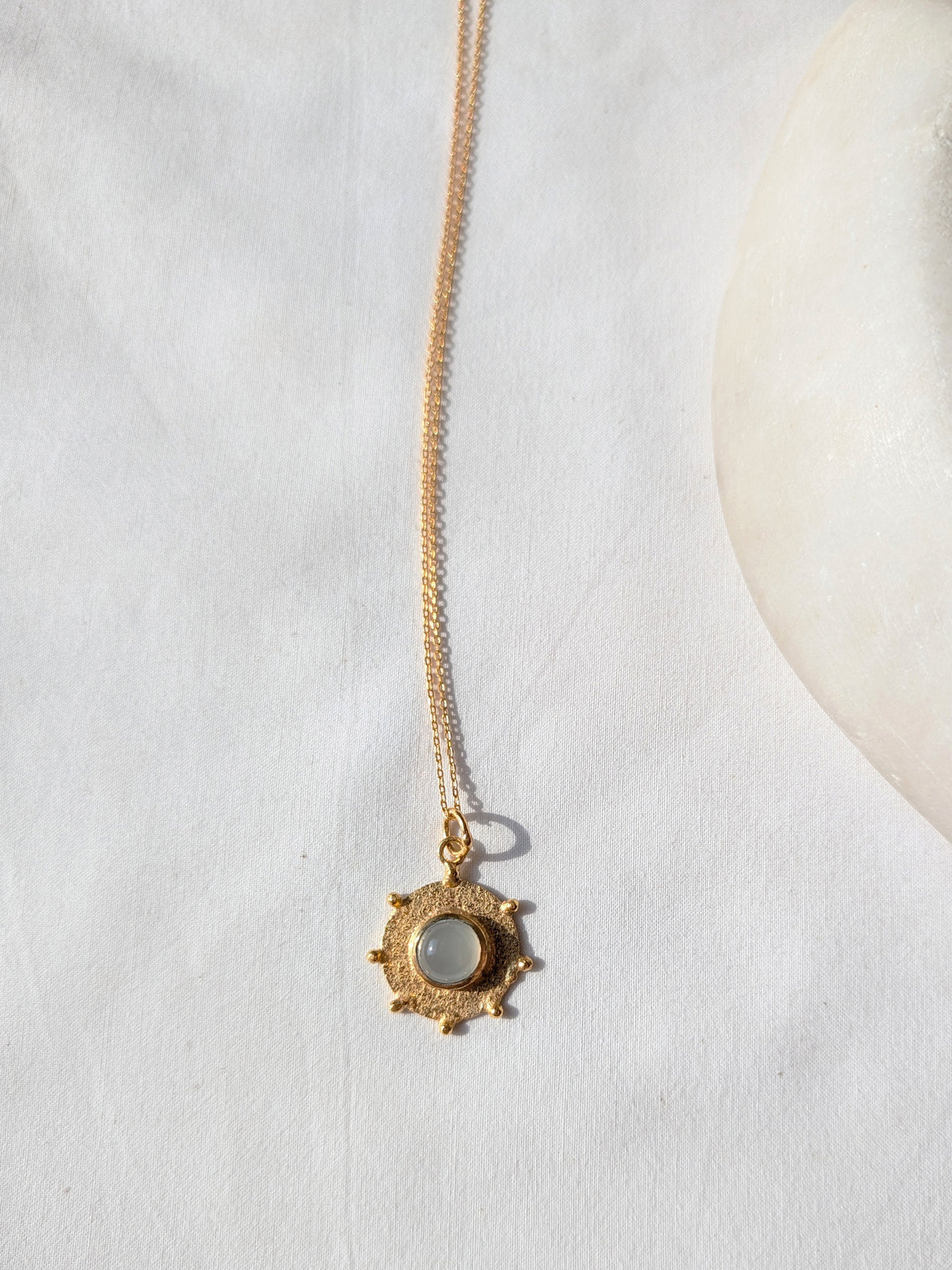 arka - White Moonstone Halo Pendant