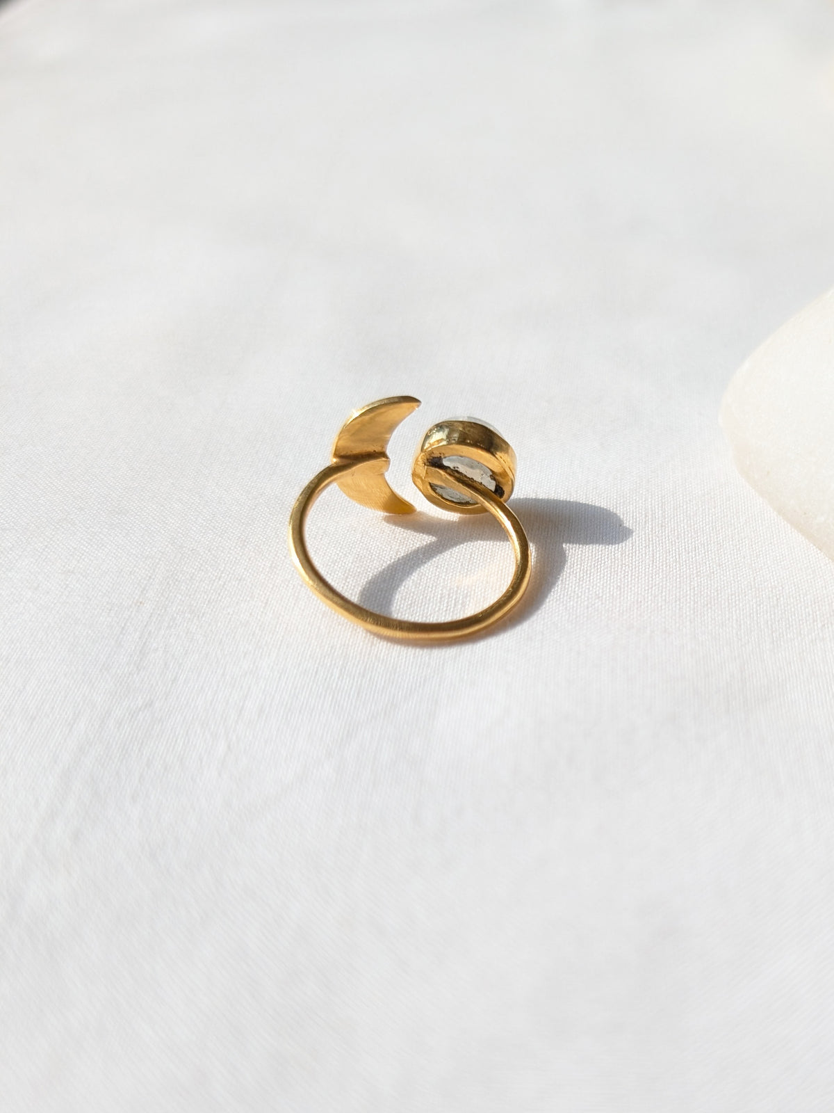 ika - Rainbow Moonstone Sun n Moon Ring