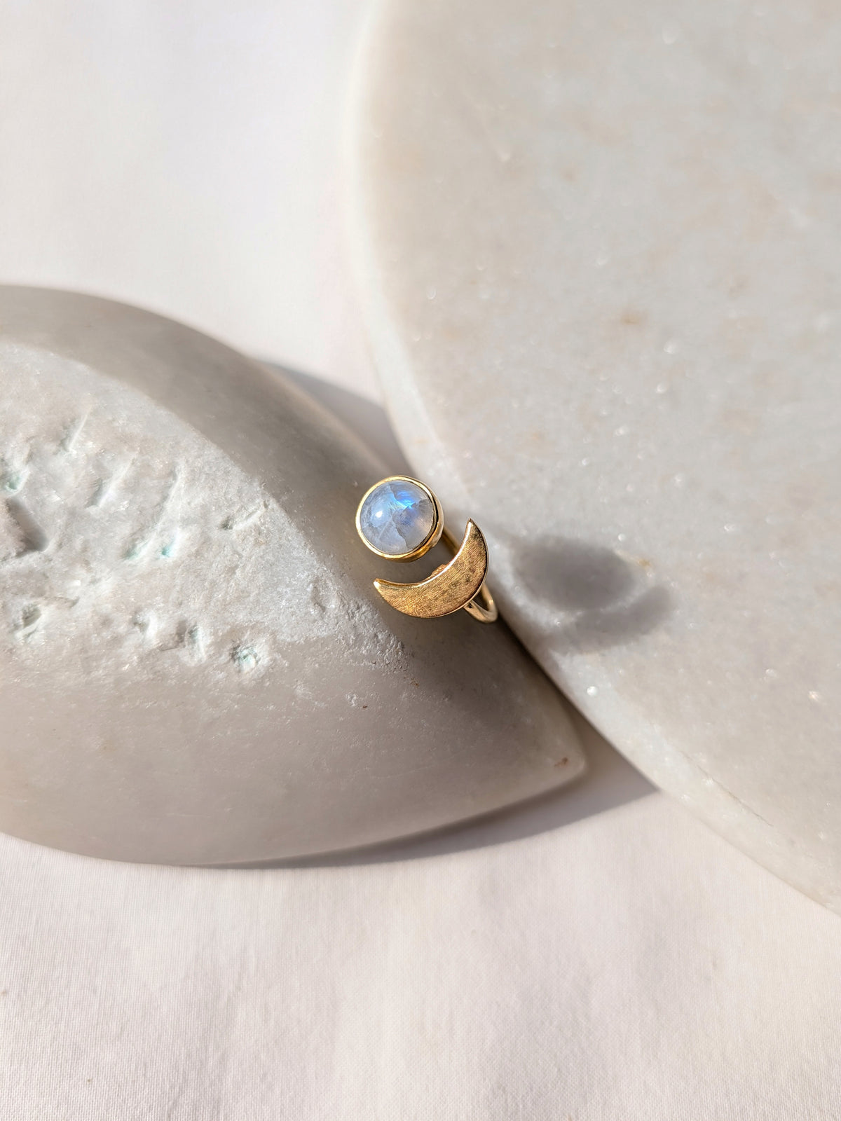 ika - Rainbow Moonstone Sun n Moon Ring