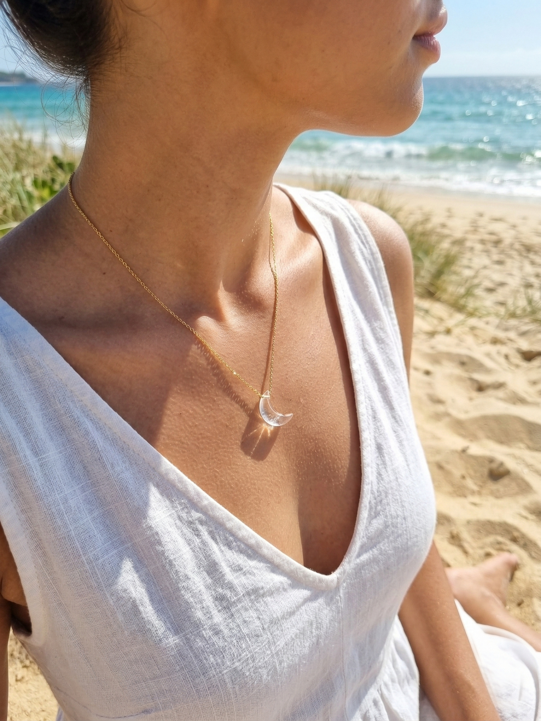 adhva - Clear quartz Luna Pendant