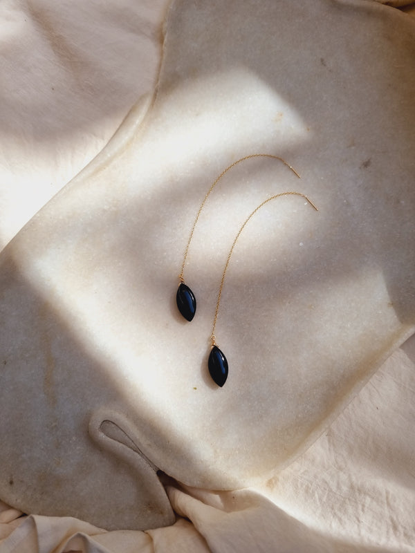 riyate - Black Onyx Marquise Earrings