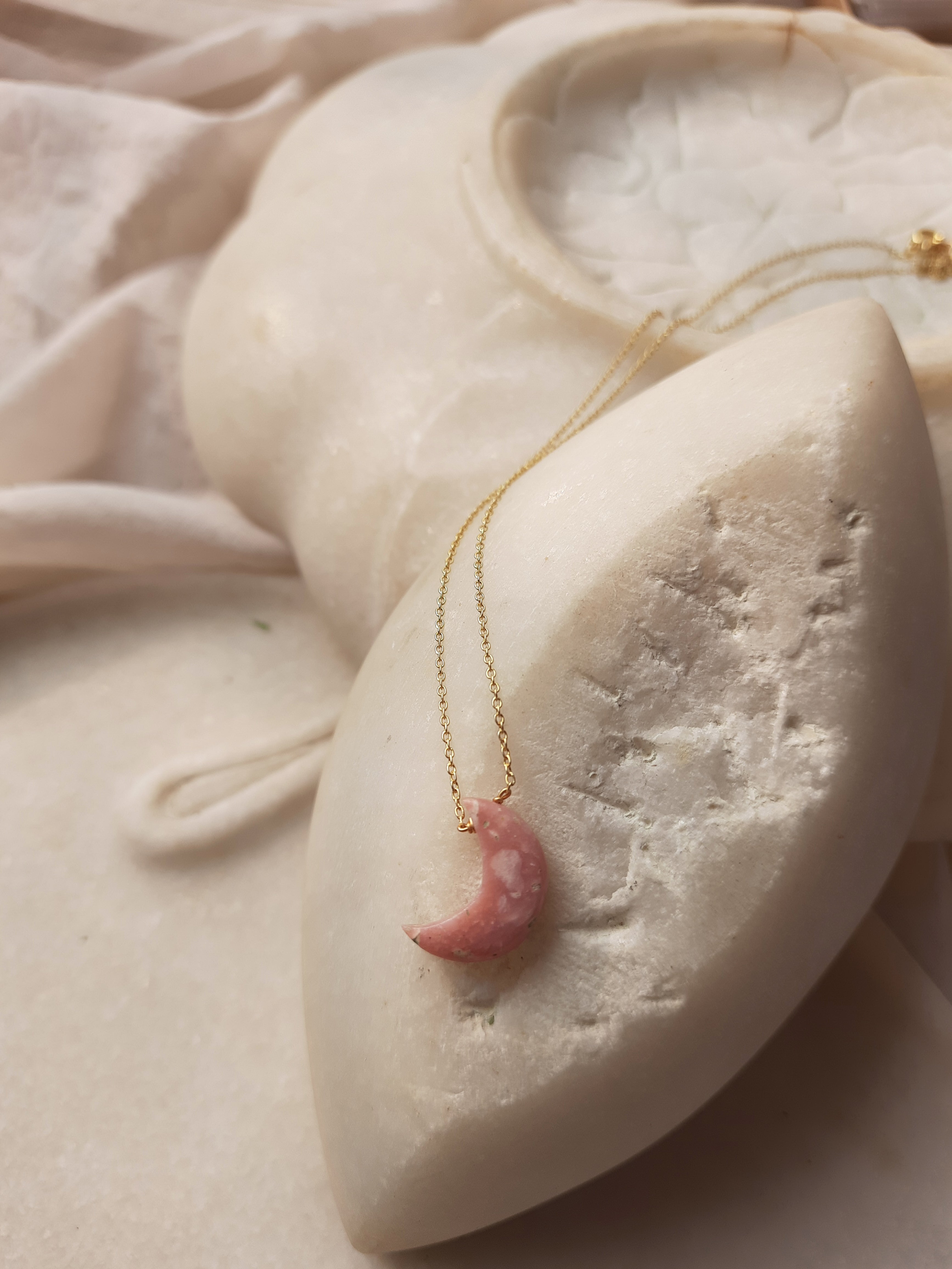 asra - Pink Opal Luna Pendant