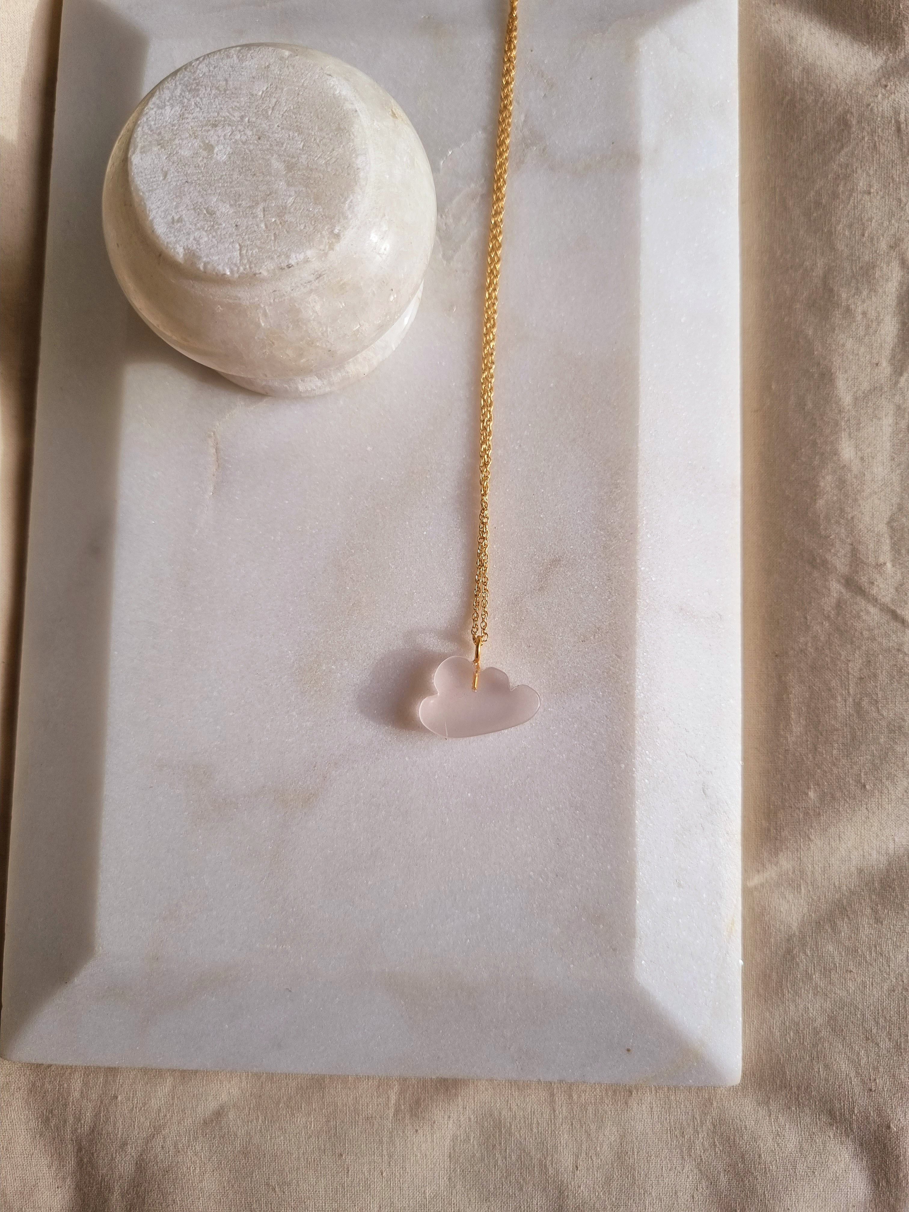 megh - Rose Quartz Cloud Pendant