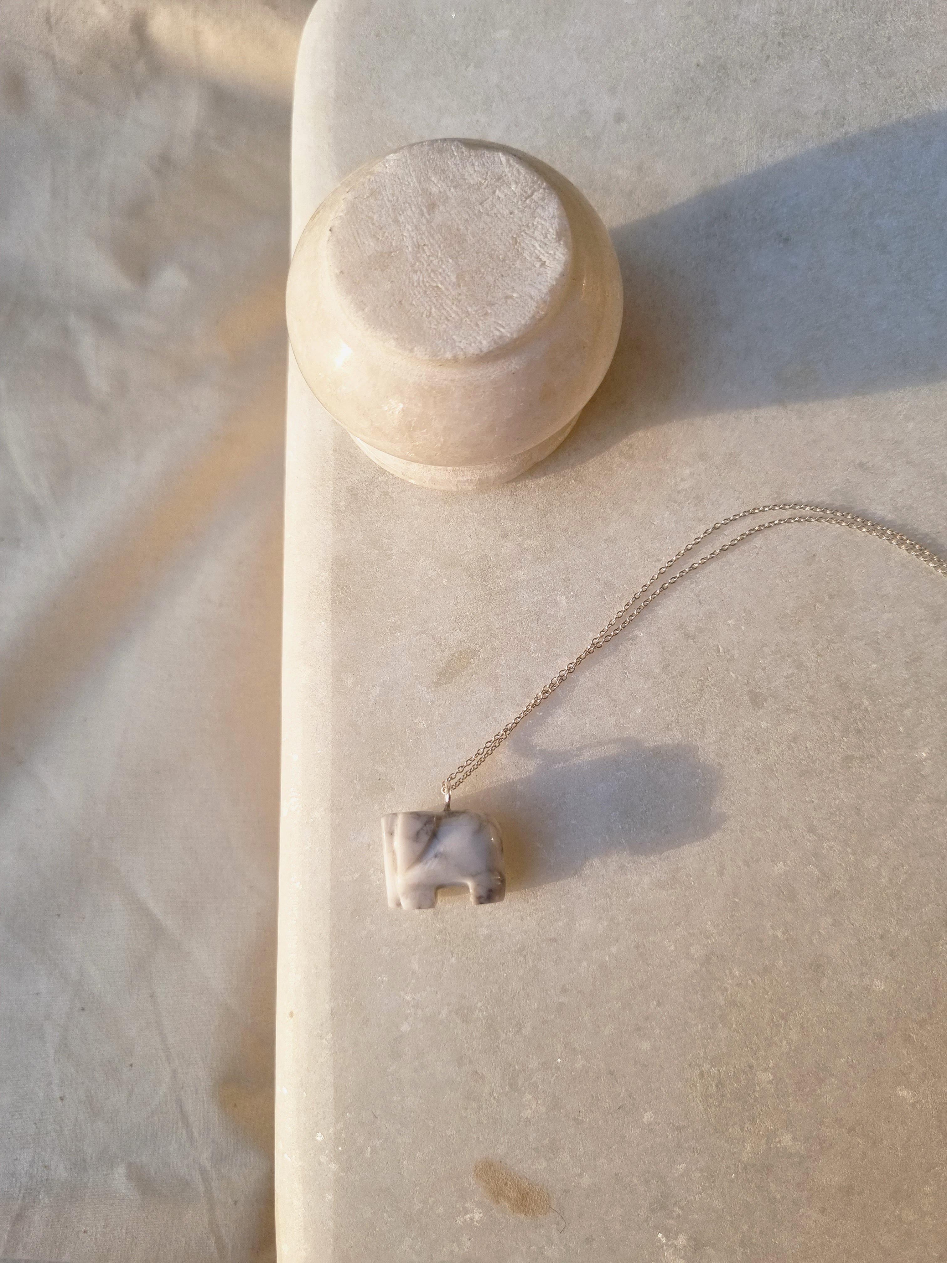 haati - Howlite Elephant Pendant