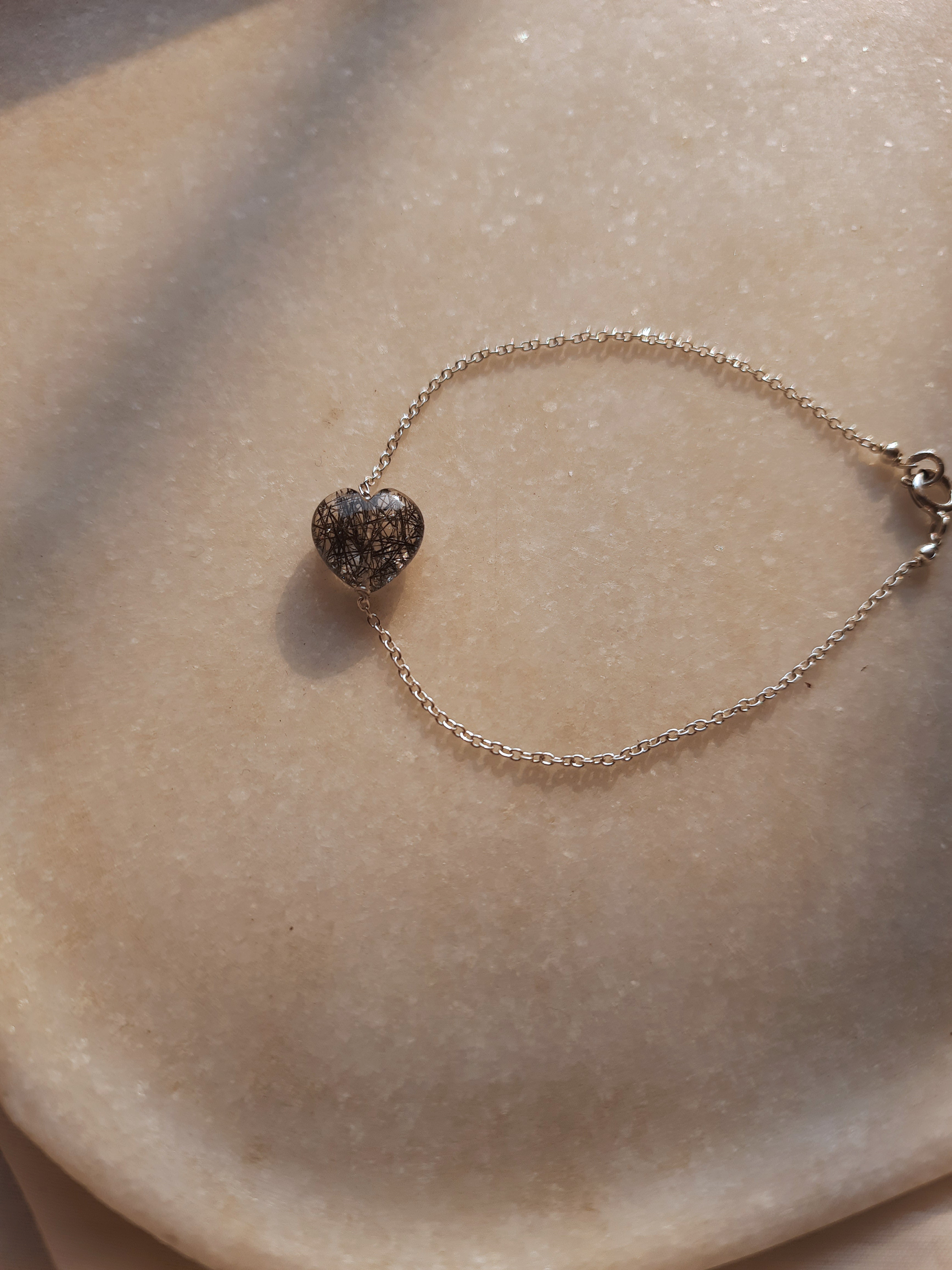 kauri - Black Rutilated Quartz Heart Bracelet