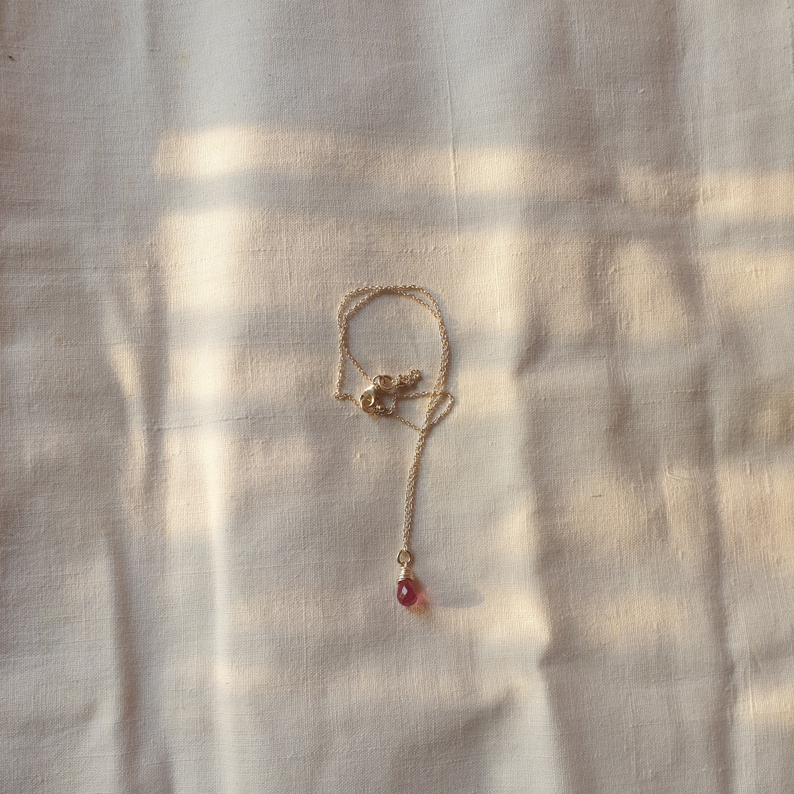 visno - Pink Tourmaline Tear shaped Drop Pendant