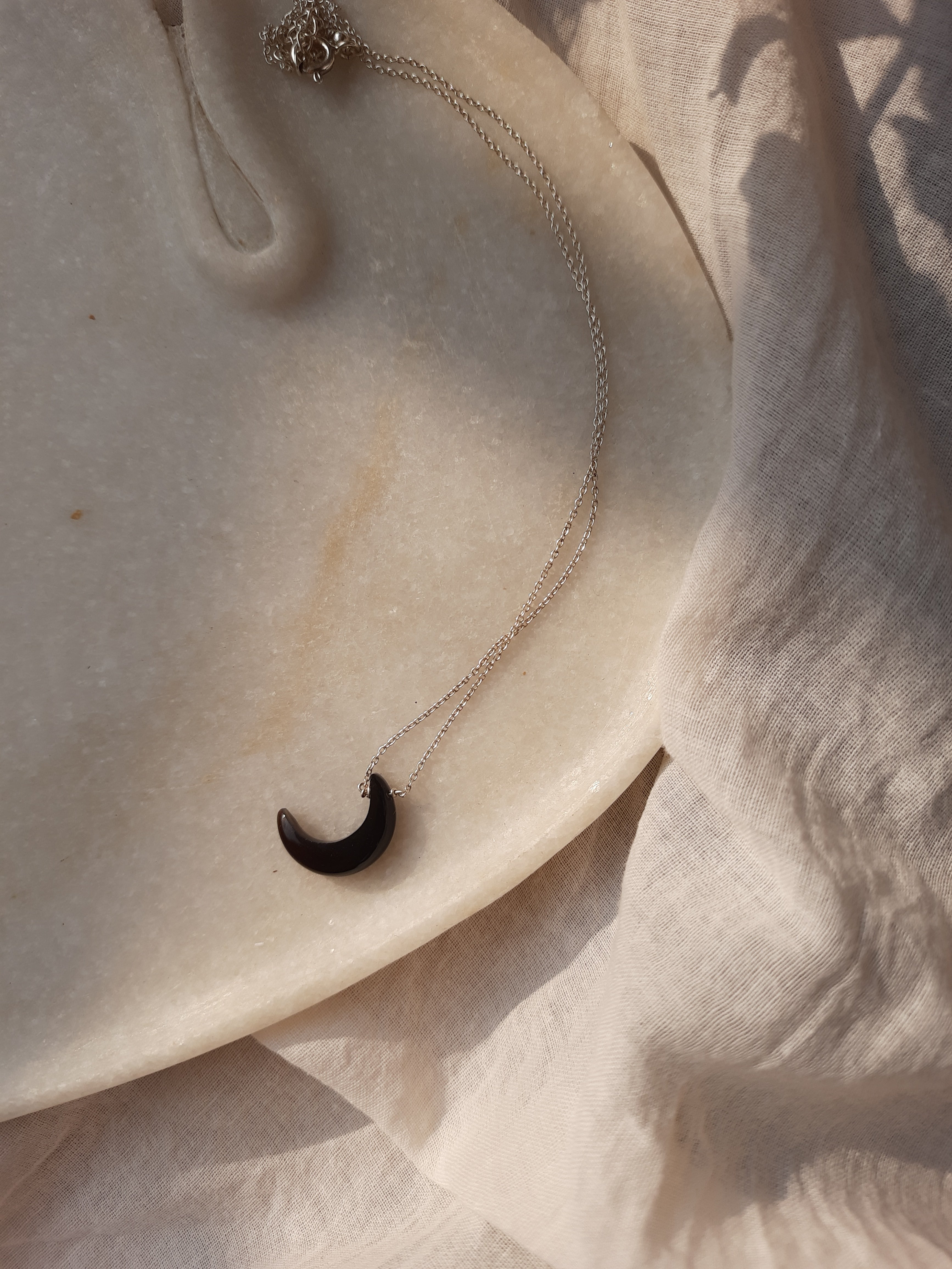 adhva - Black Onyx Luna Pendant