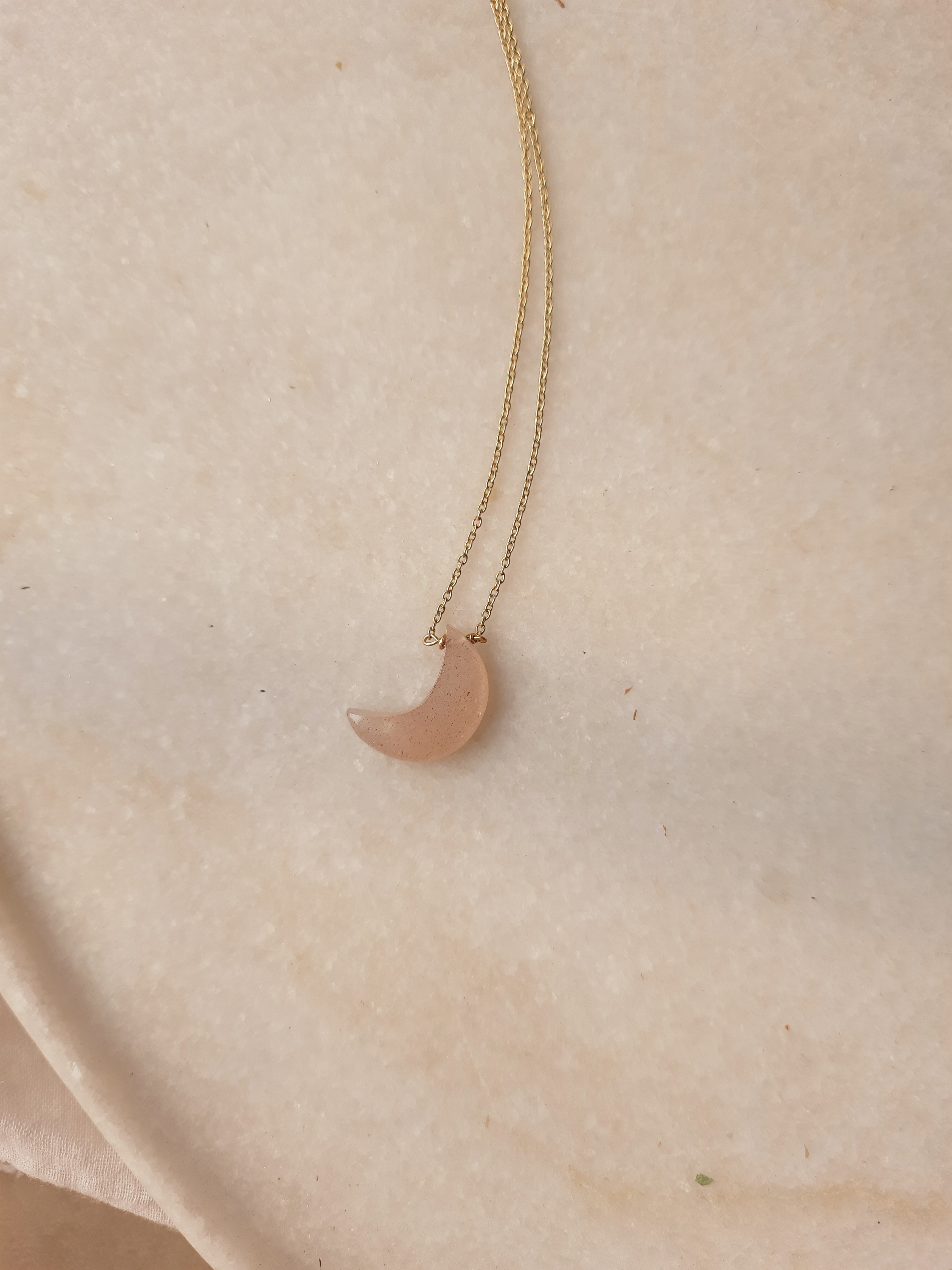 khara - Peach Moonstone Luna Pendant