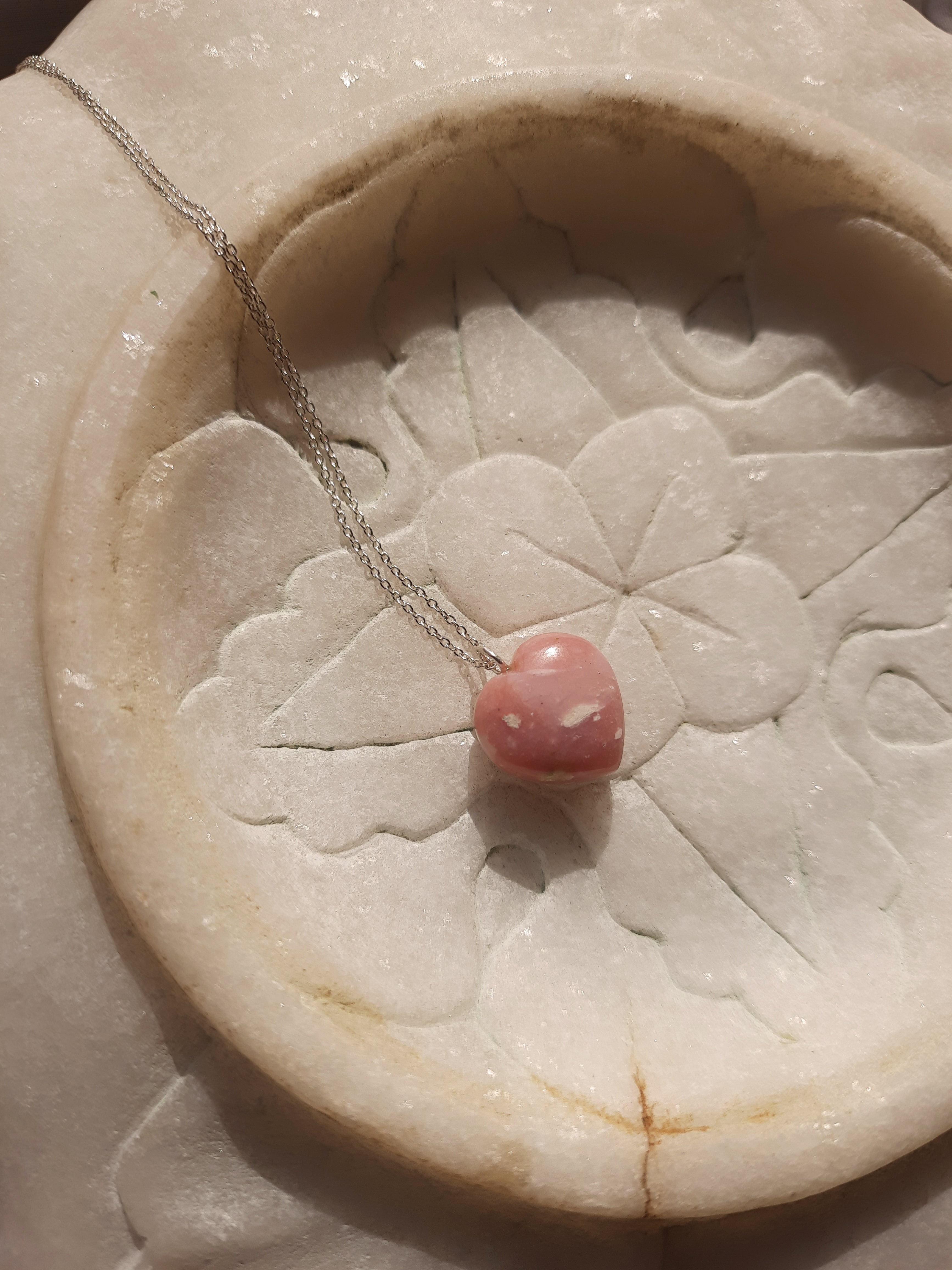 rosa - Pink Opal Heart Pendant