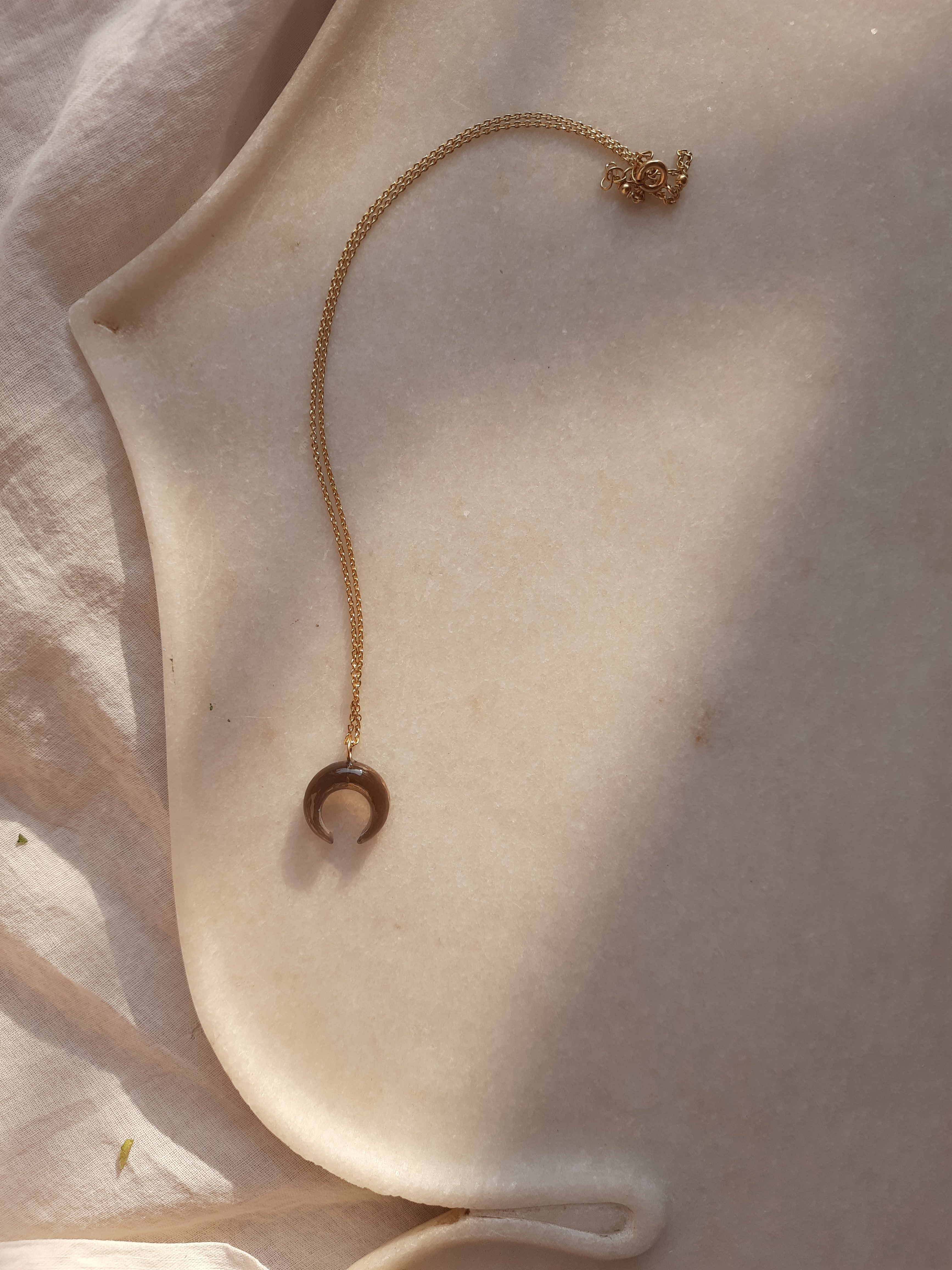 koka - Smoky Quartz Crescent Pendant