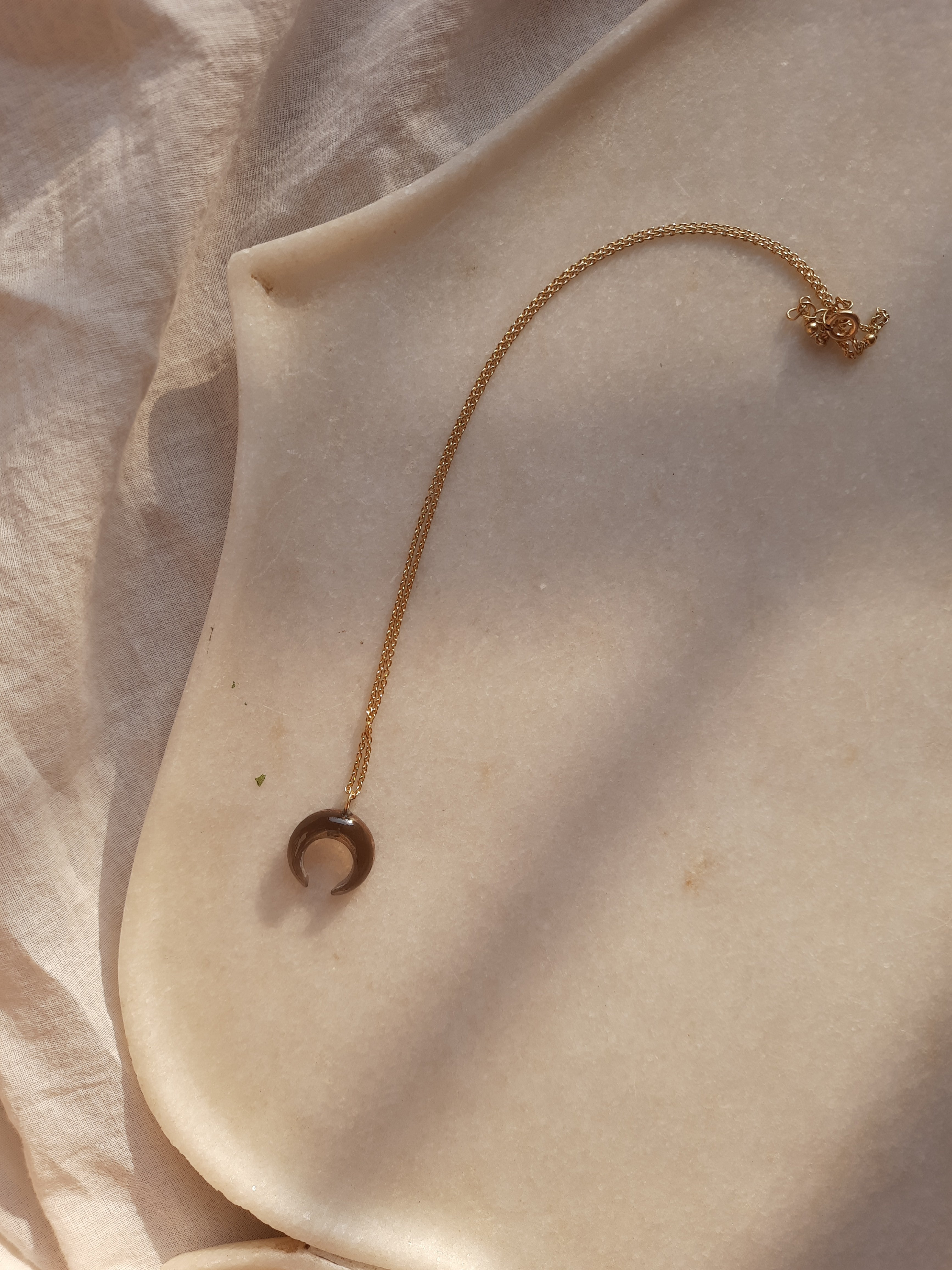 koka - Smoky Quartz Crescent Pendant