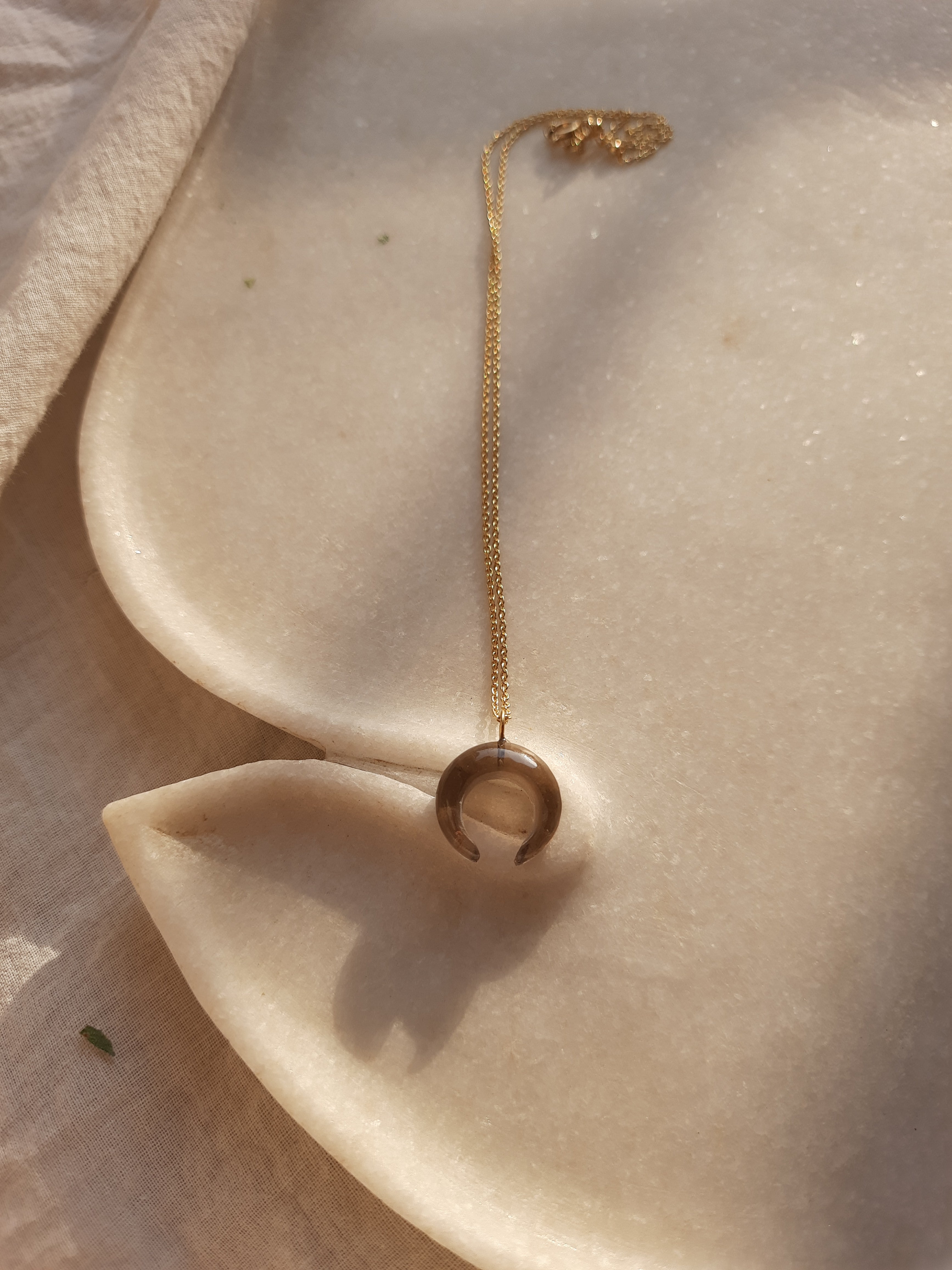 koka - Smoky Quartz Crescent Pendant