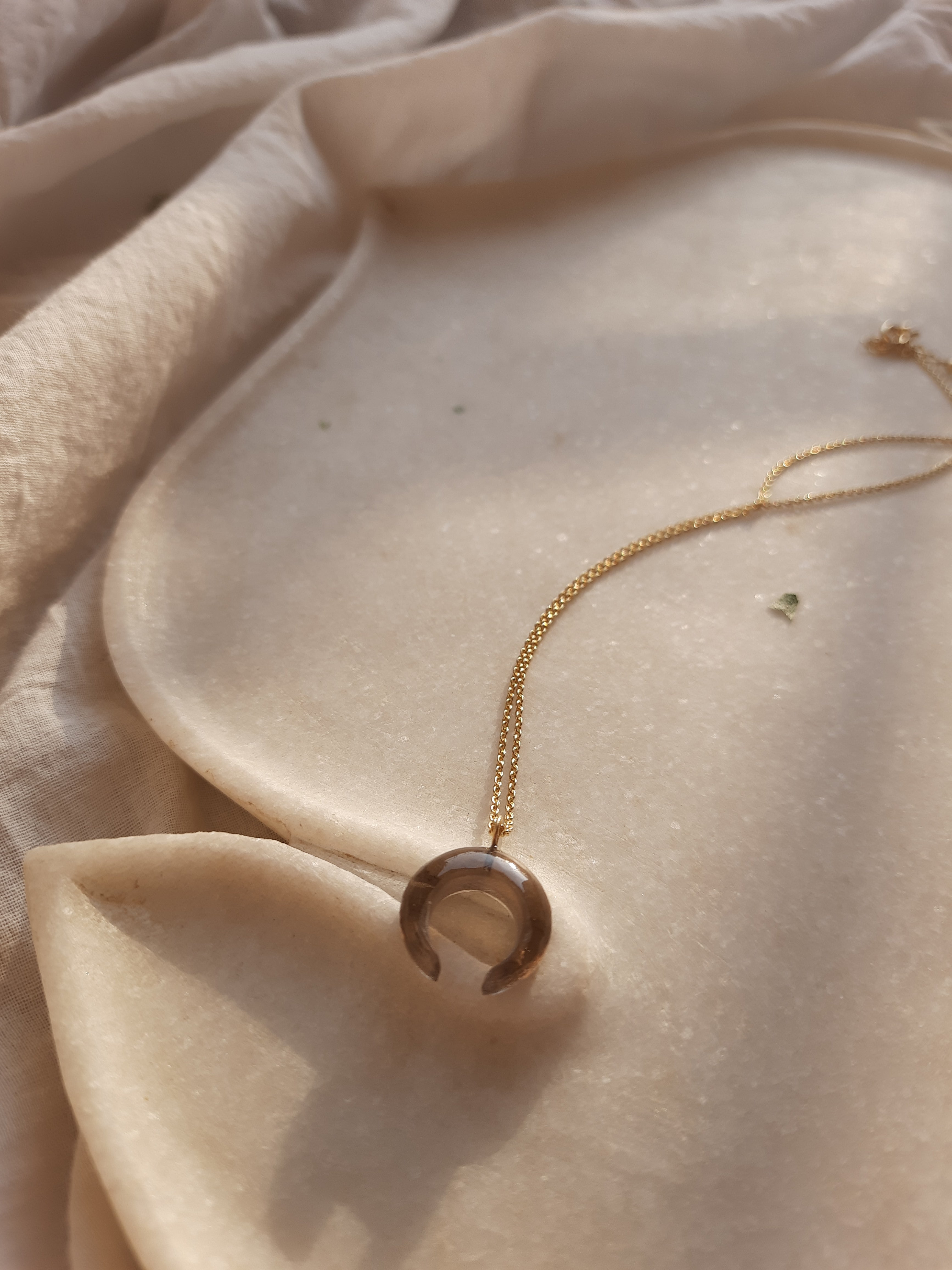koka - Smoky Quartz Crescent Pendant