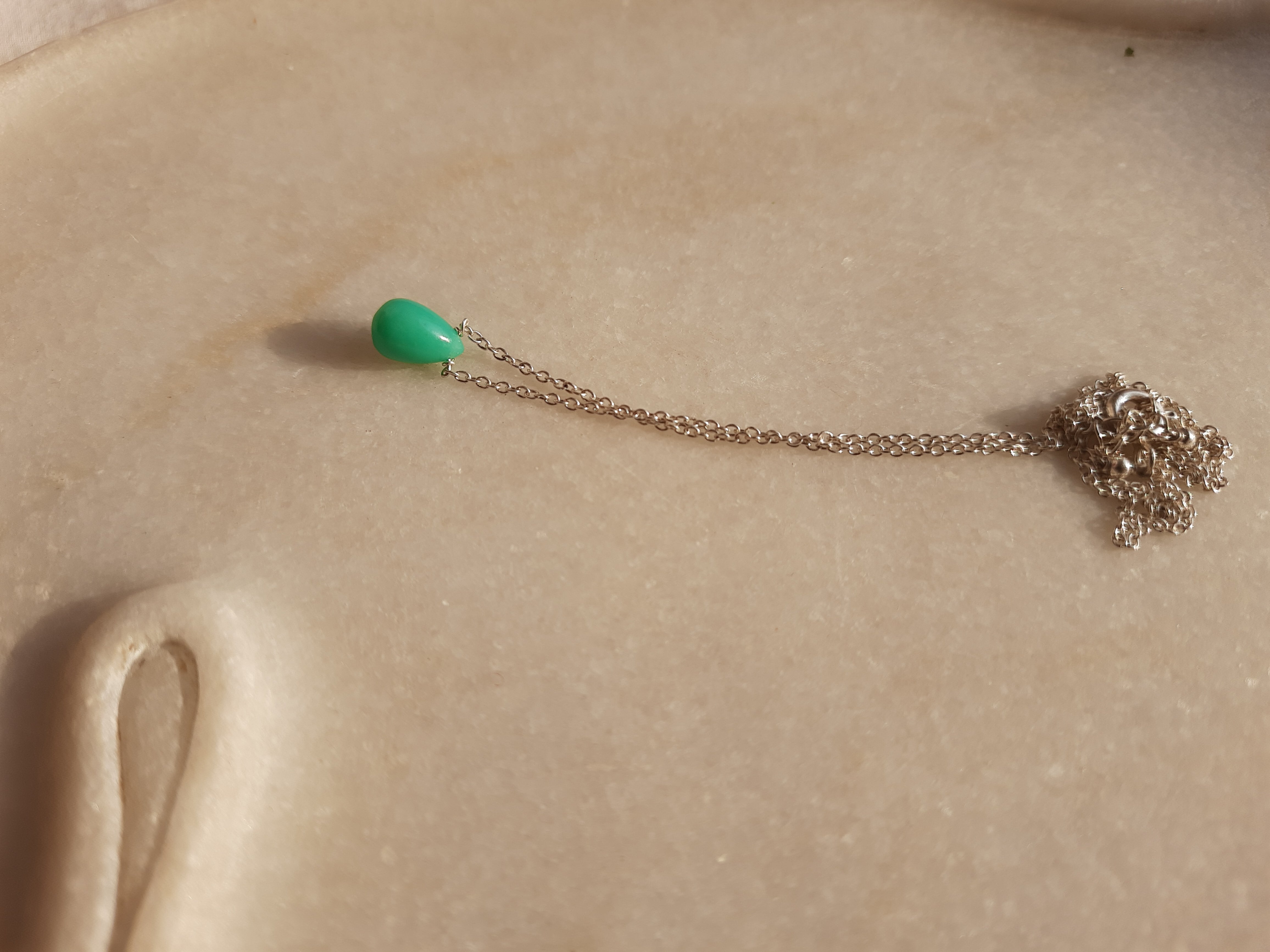 visno - Chrysoprase Tear shaped Drop Pendant