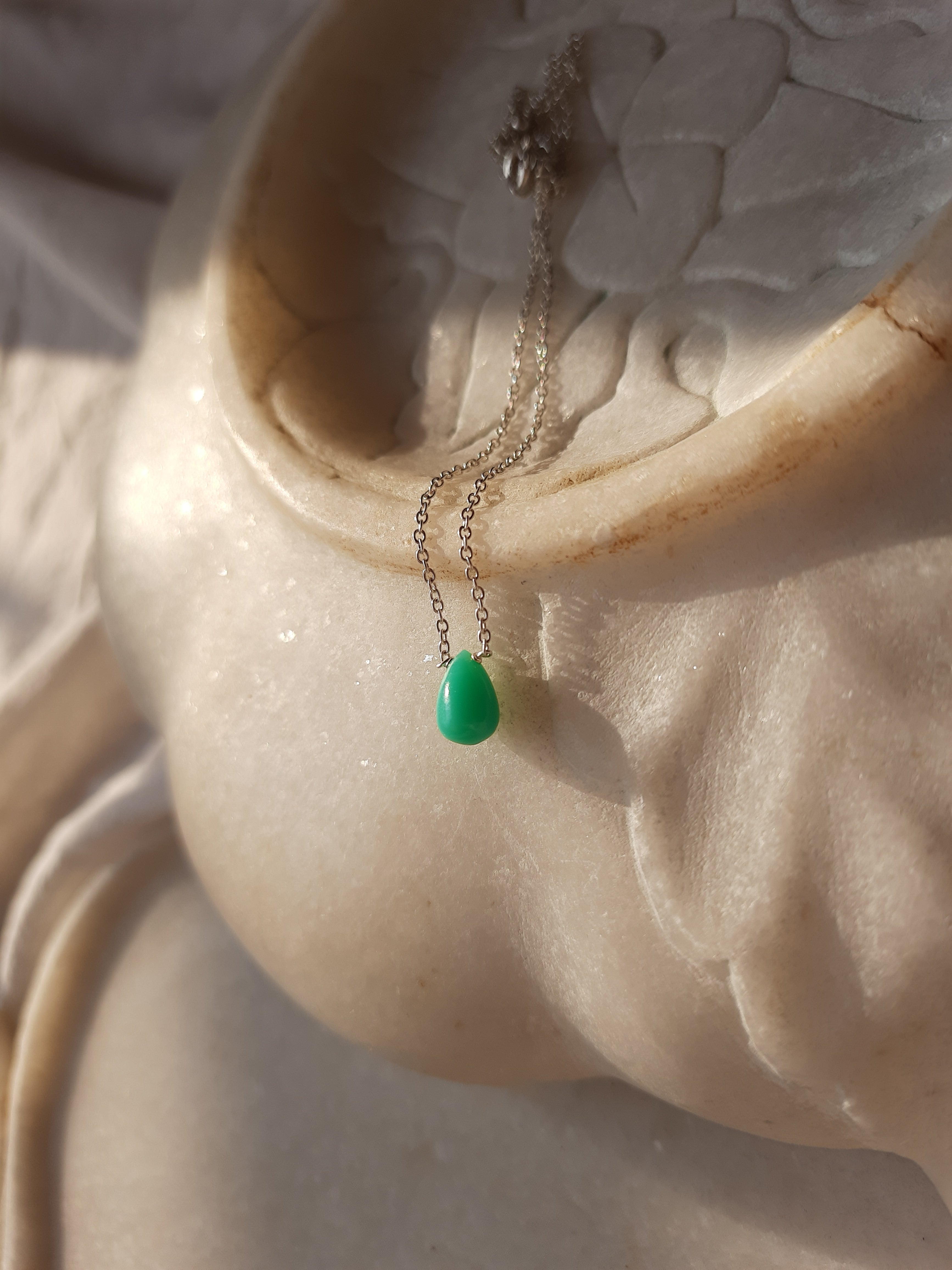 visno - Chrysoprase Tear shaped Drop Pendant