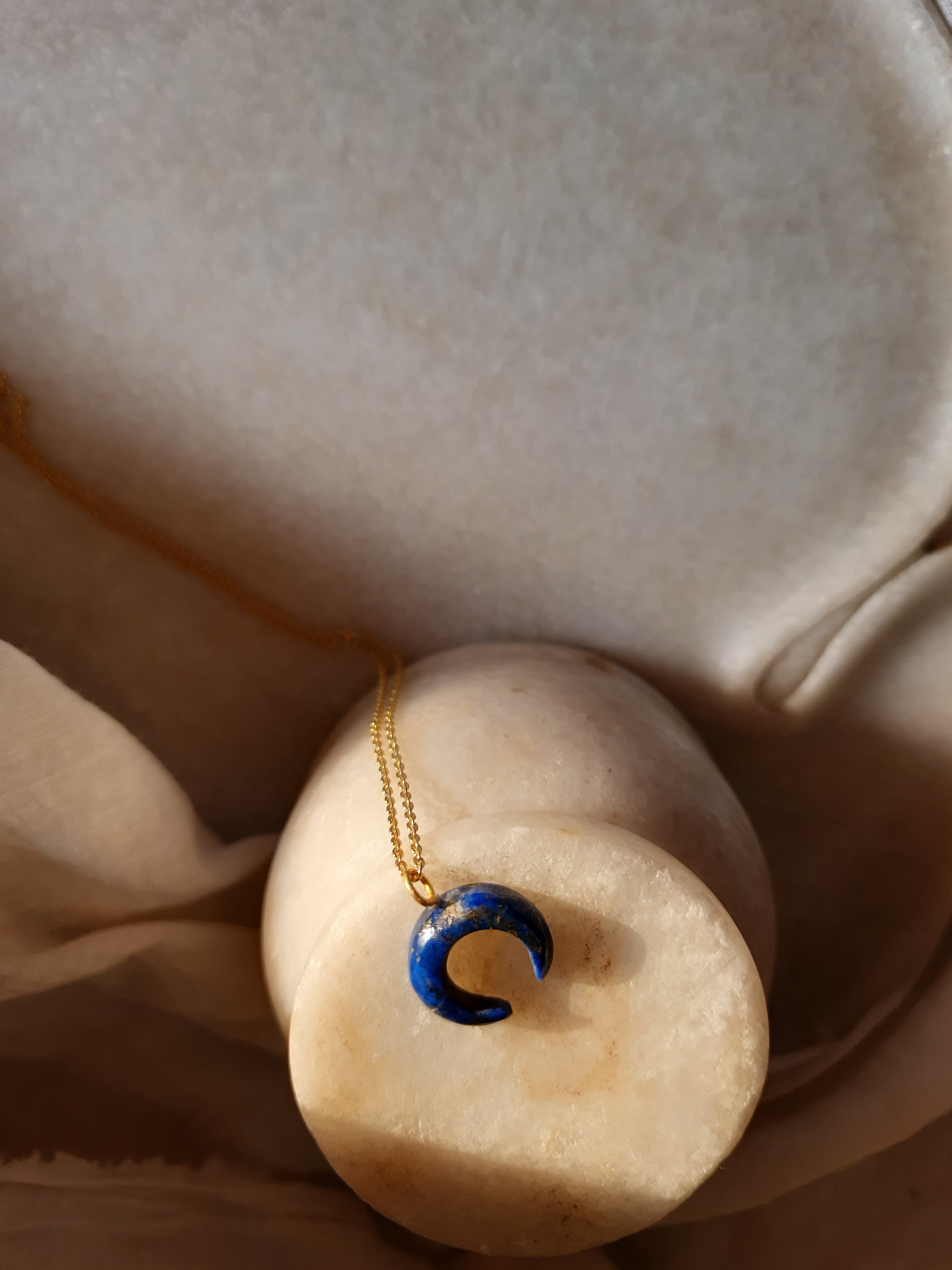 mahuru - Lapis Lazuli Crescent Pendant