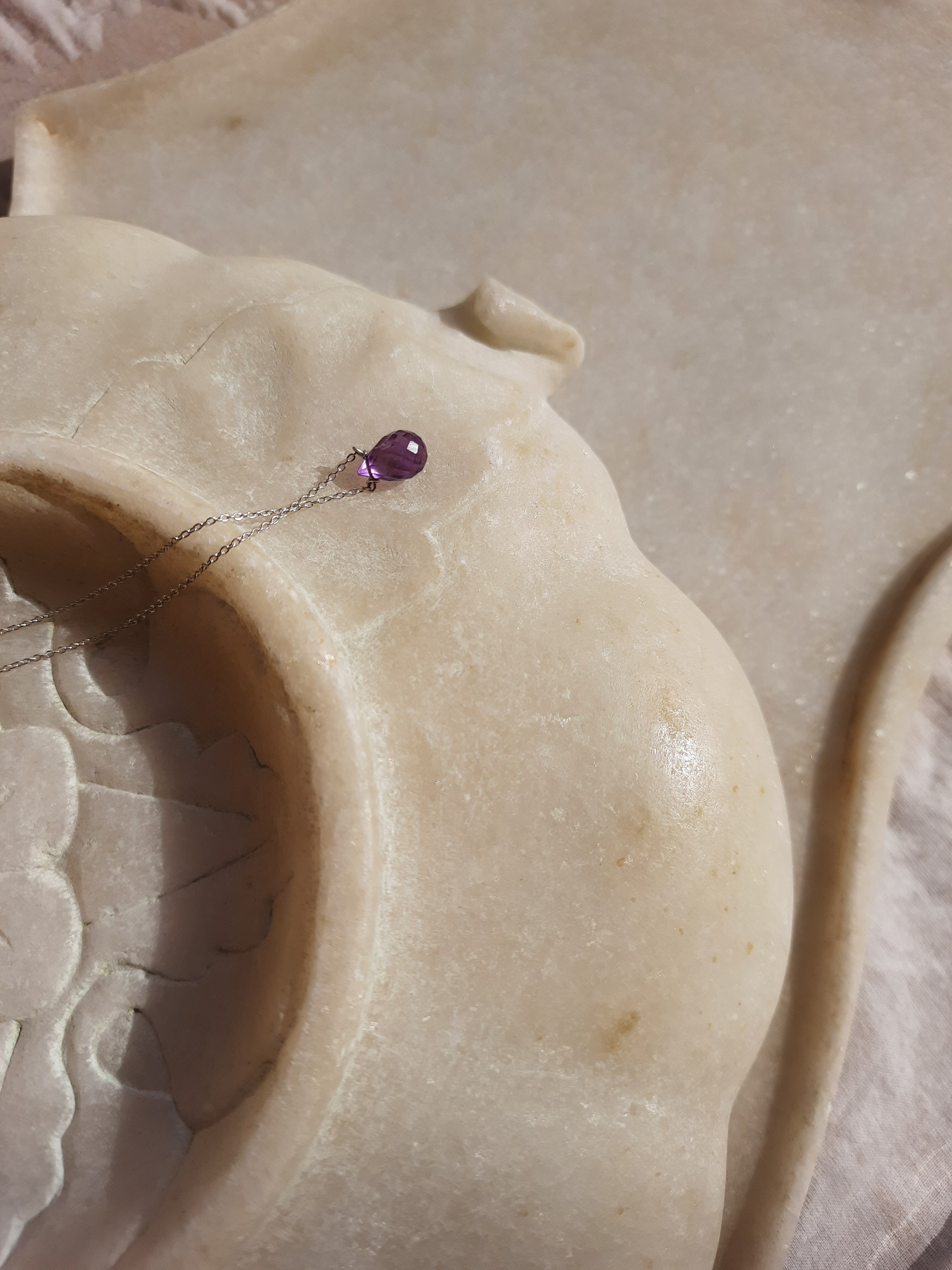 visno - Amethyst Tear shaped Drop Pendant