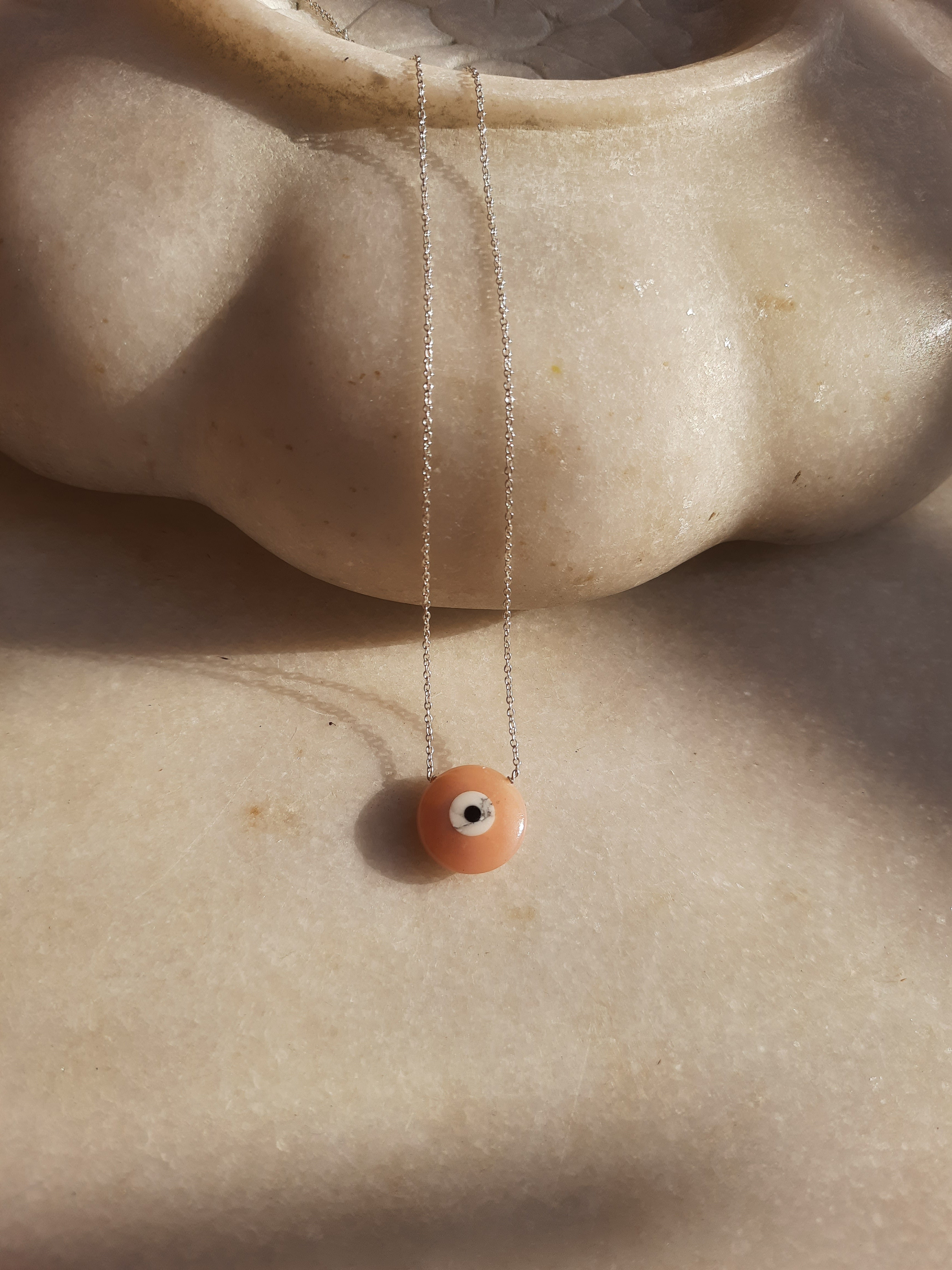 vedava - Pink Opal Evil Eye Pendant