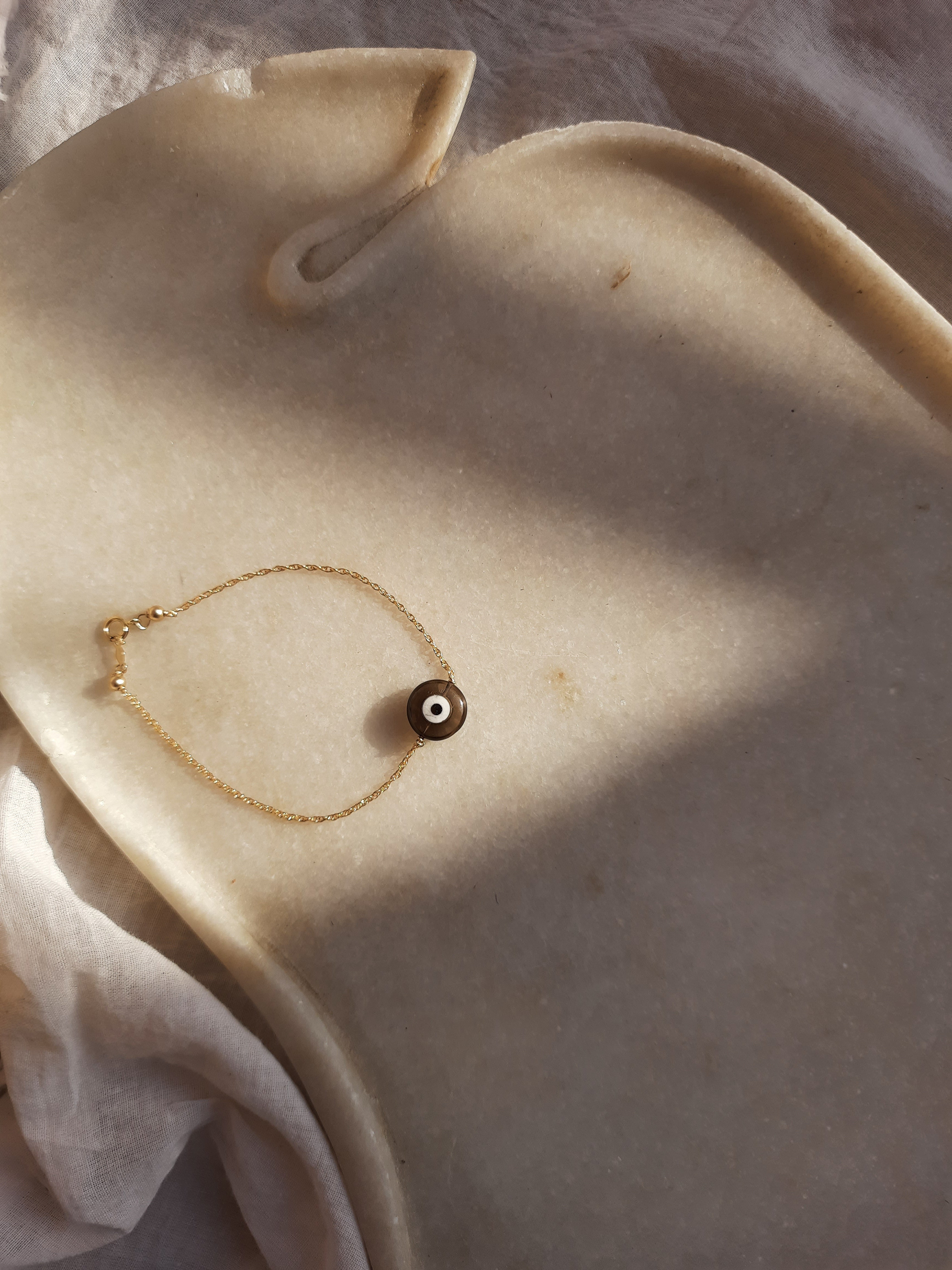 ayena - Smoky Quartz Evil Eye Bracelet