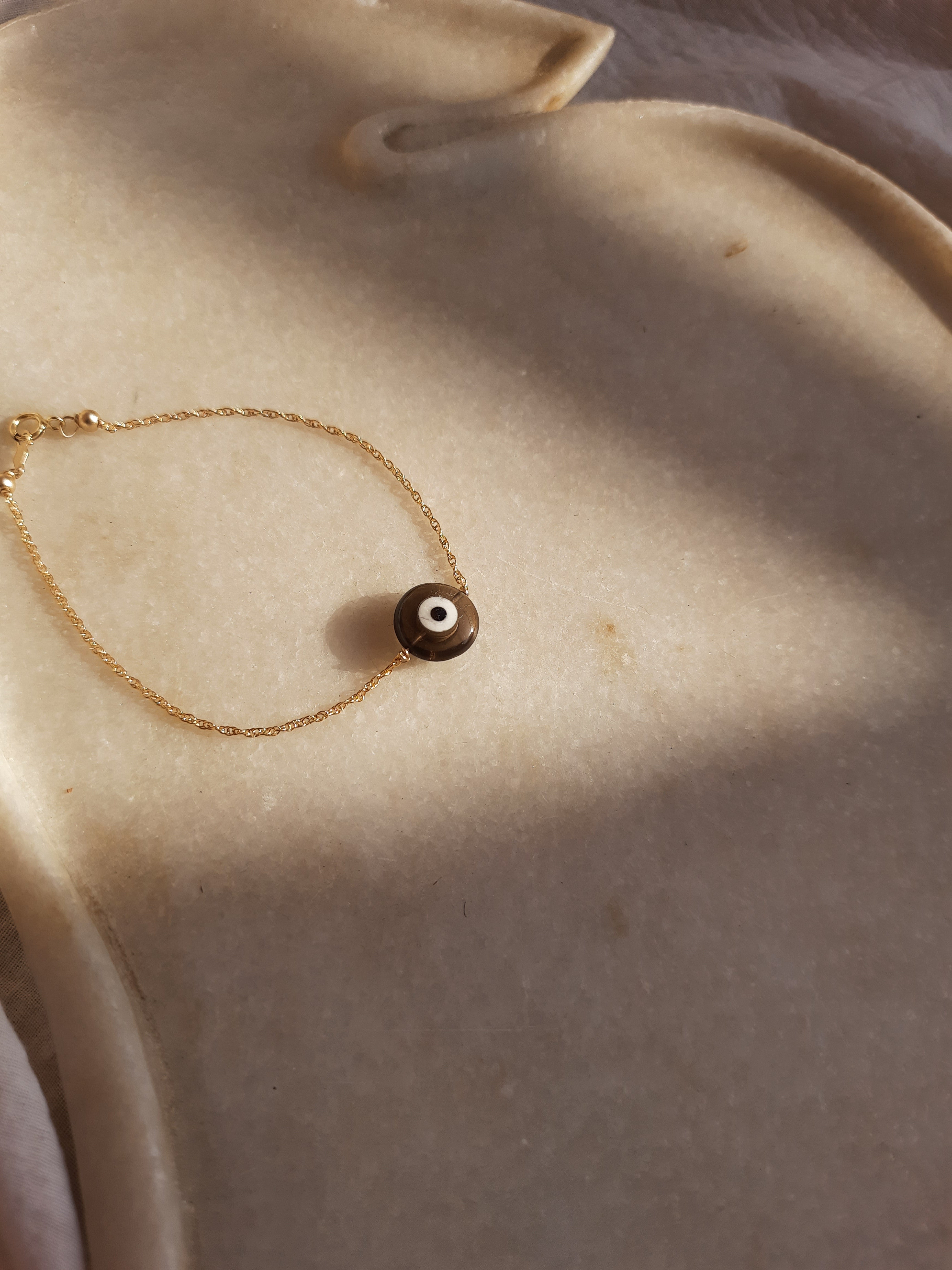ayena - Smoky Quartz Evil Eye Bracelet