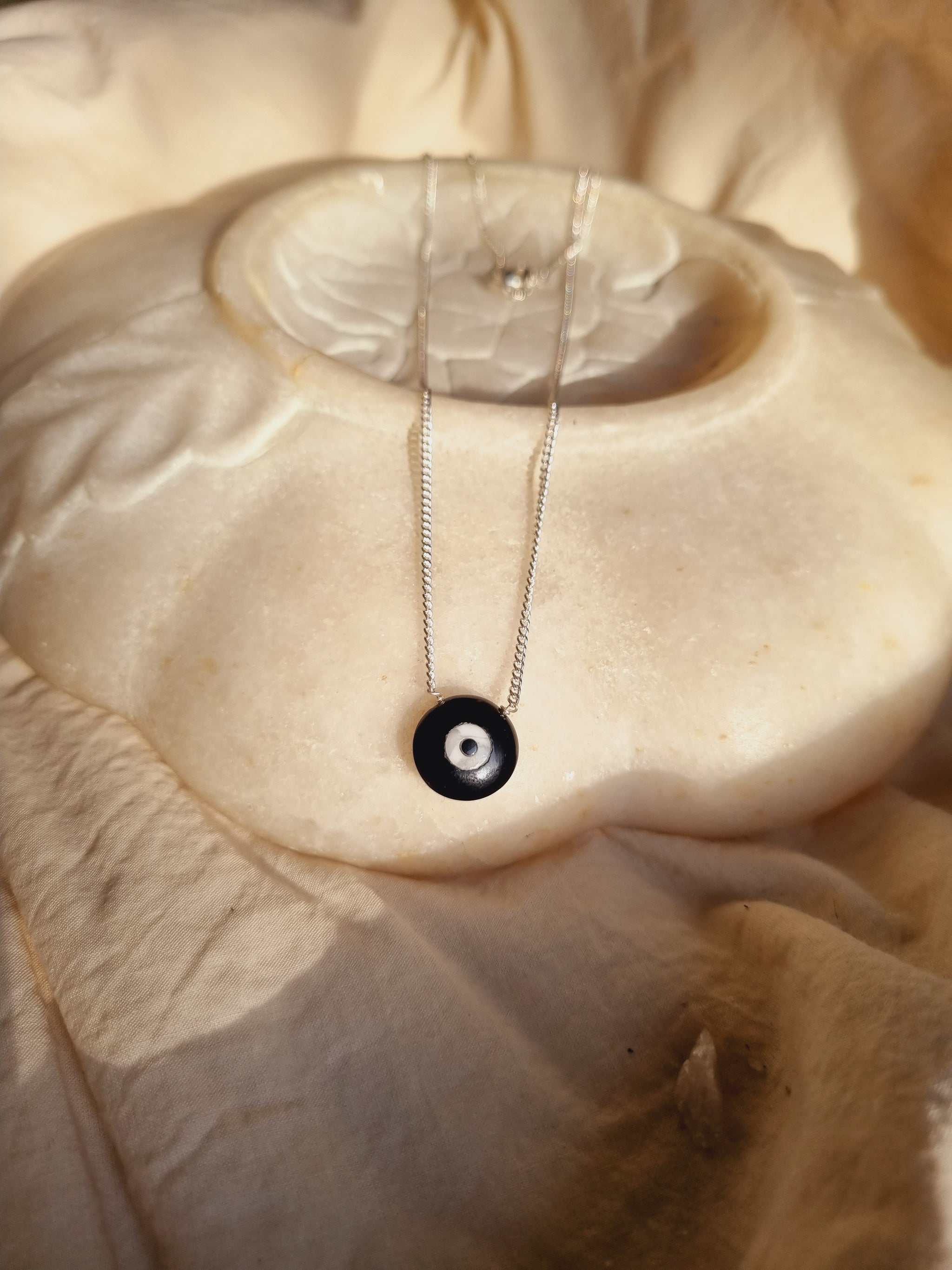 Evil Eye in Black Pendant Silver Jewelry for Women