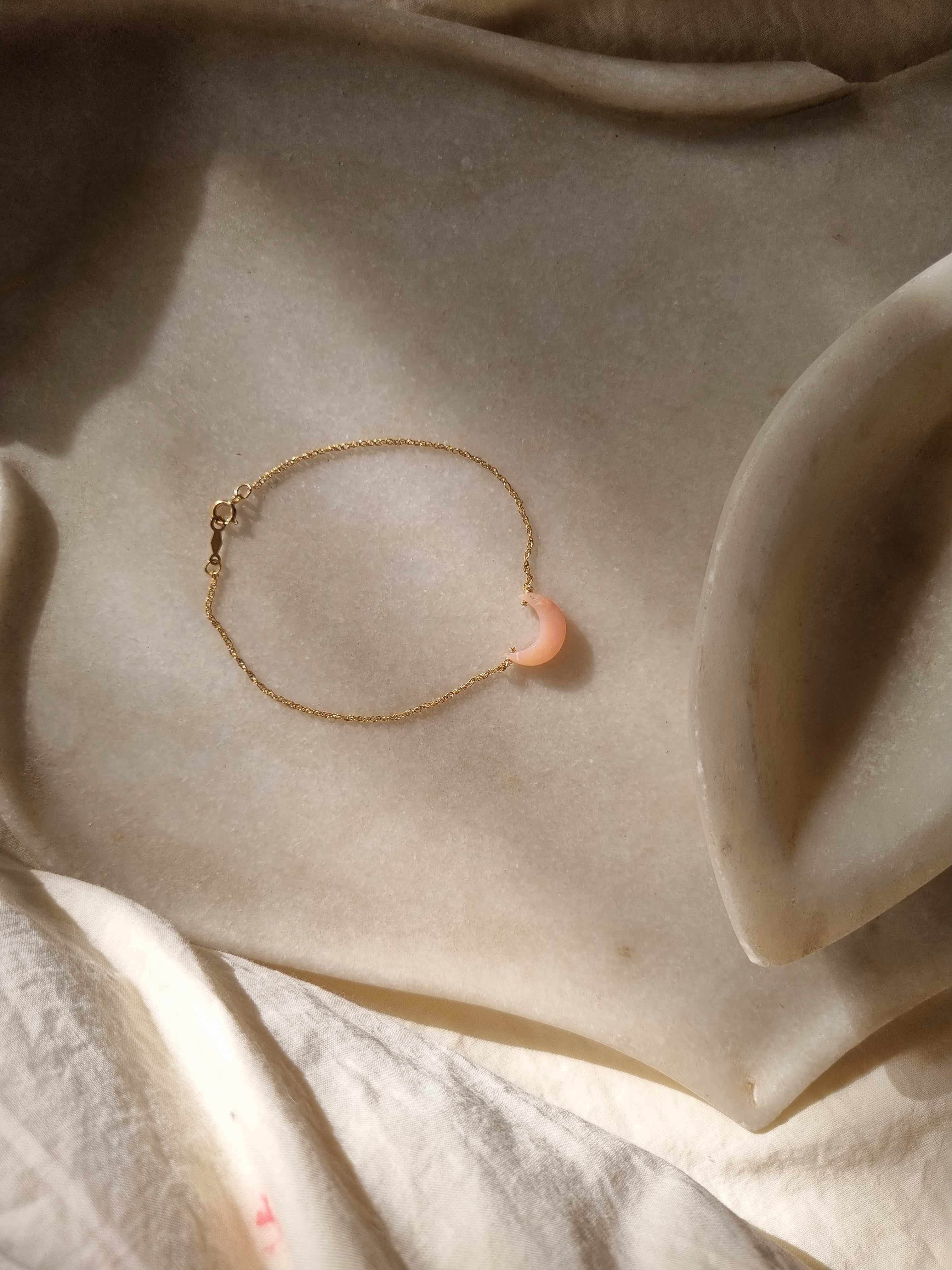 adhvaya - Pink Opal Luna Bracelet