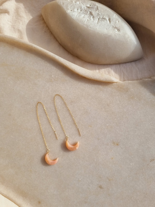 ayam - Pink Opal Luna Threader Earrings