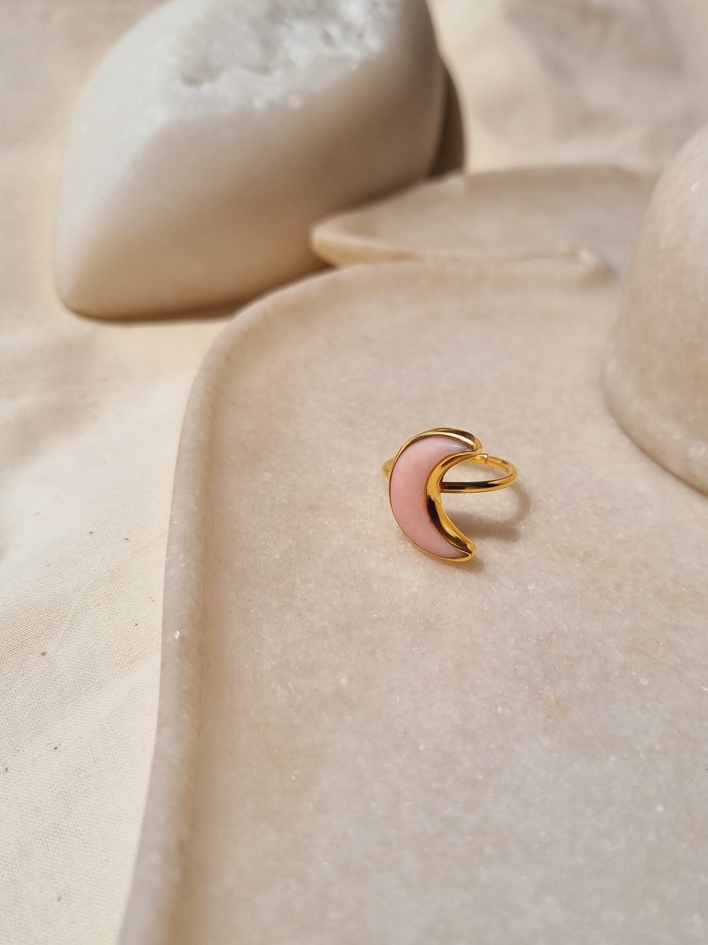 chandra - Pink Opal Luna Ring