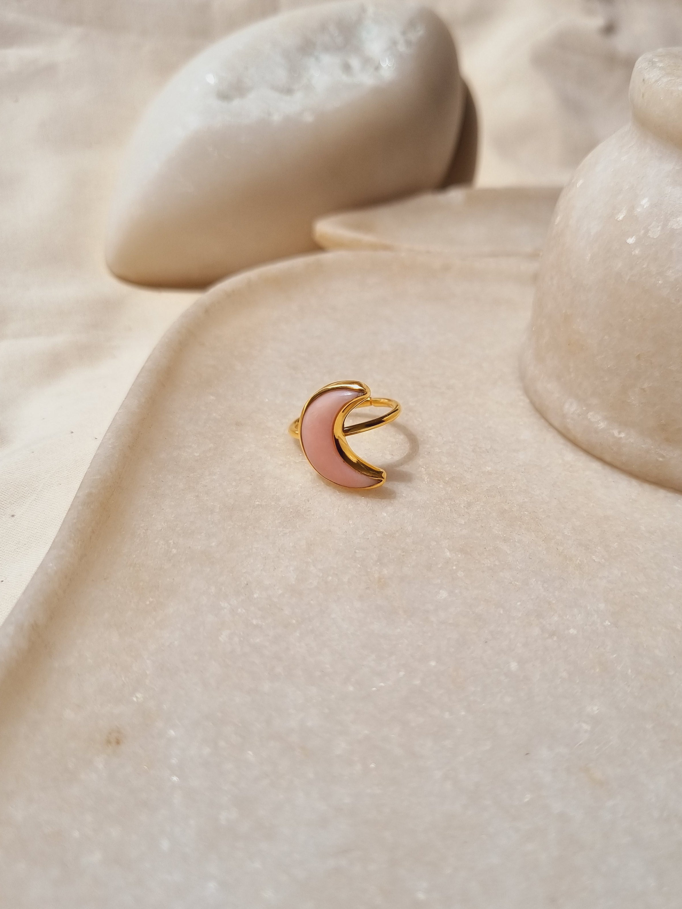 chandra - Pink Opal Luna Ring