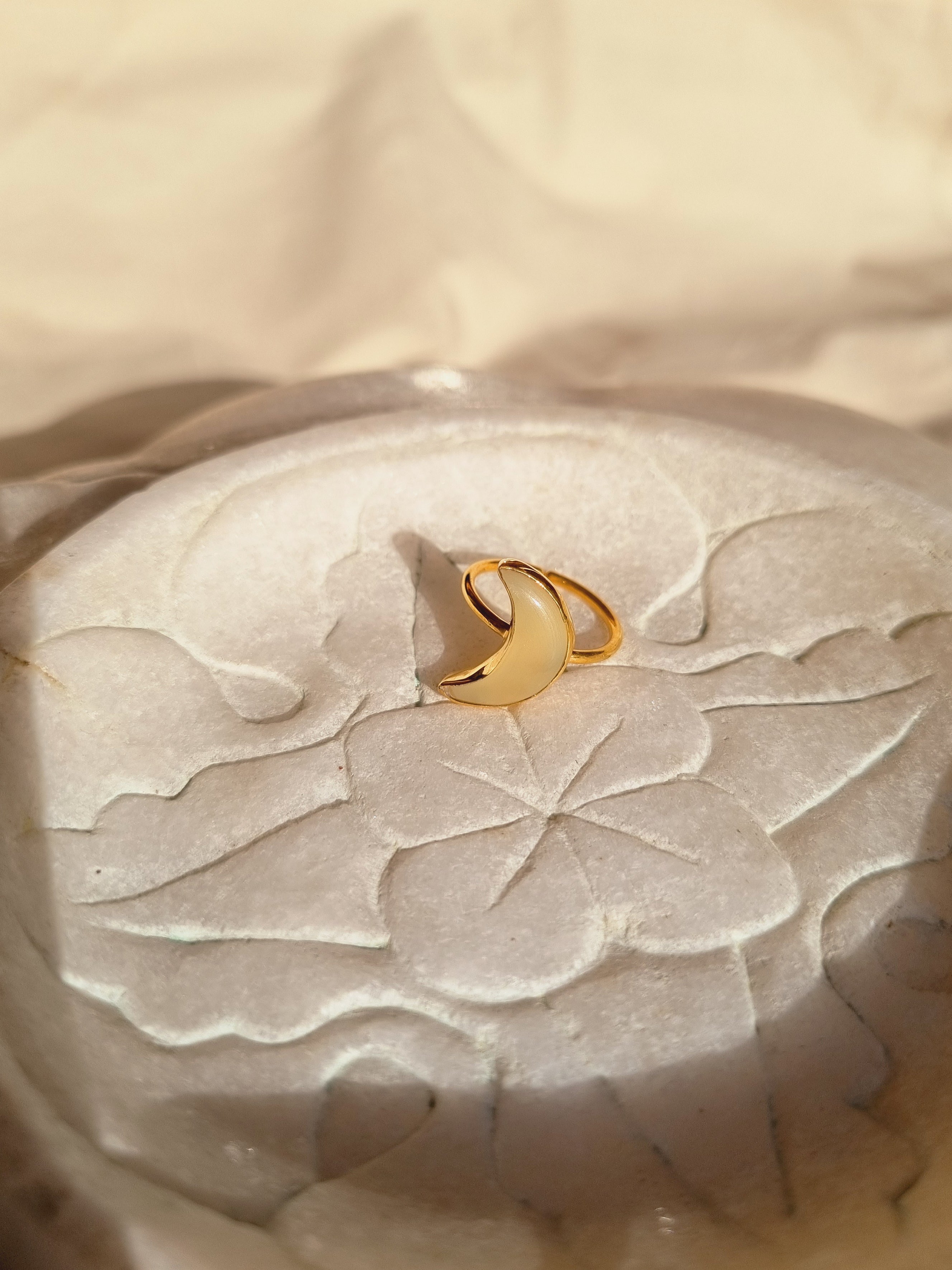 chandra - Yellow Opal Luna Ring