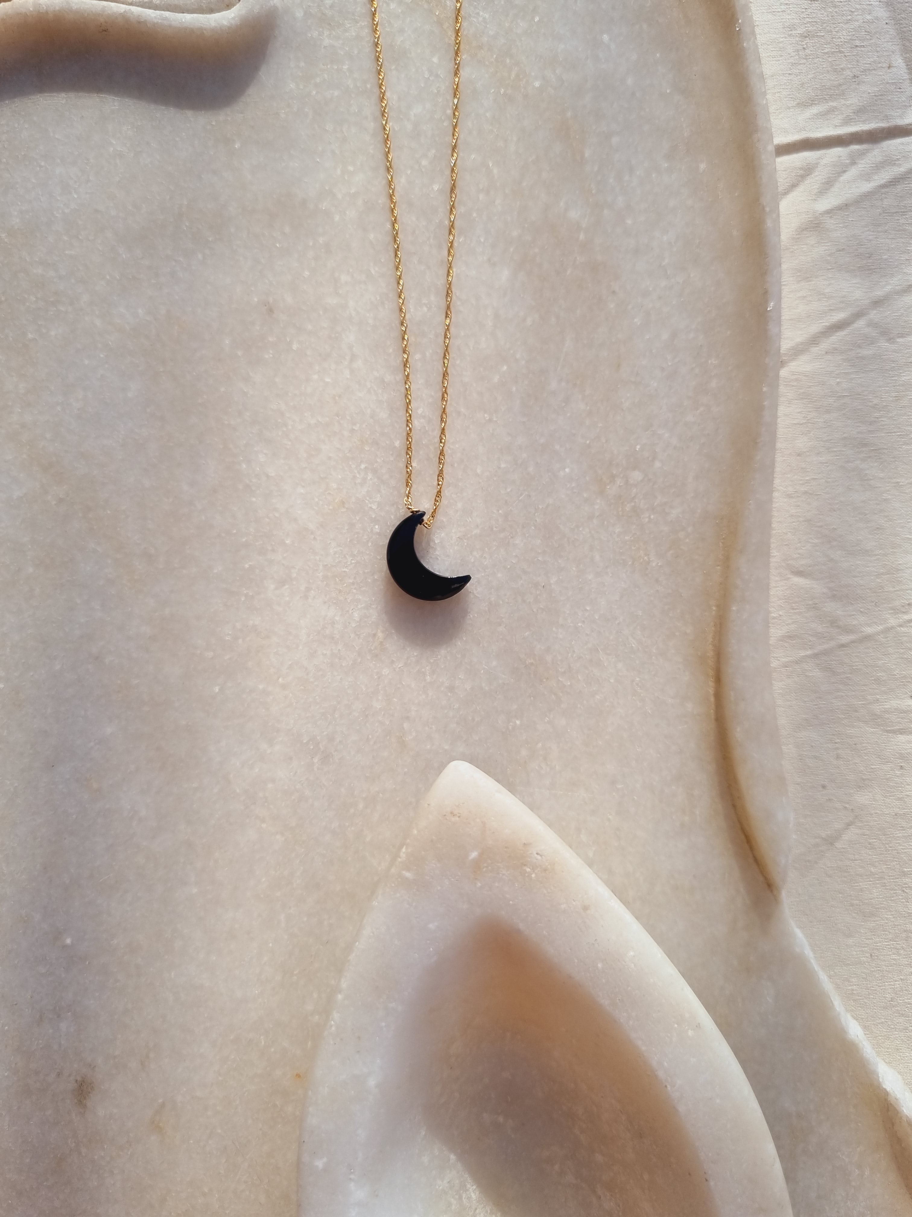 adhva - Black Onyx Luna Pendant