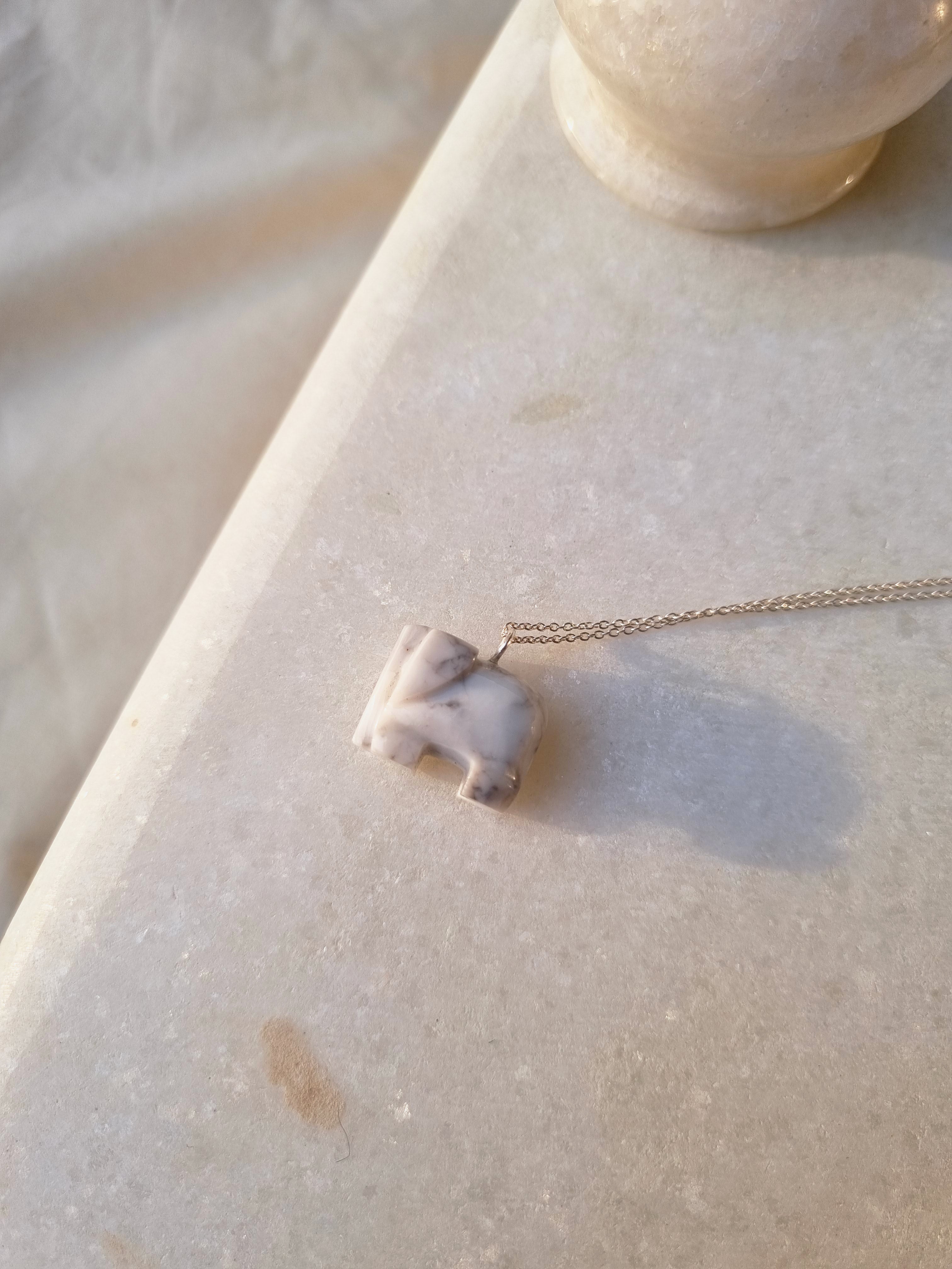 haati - Howlite Elephant Pendant