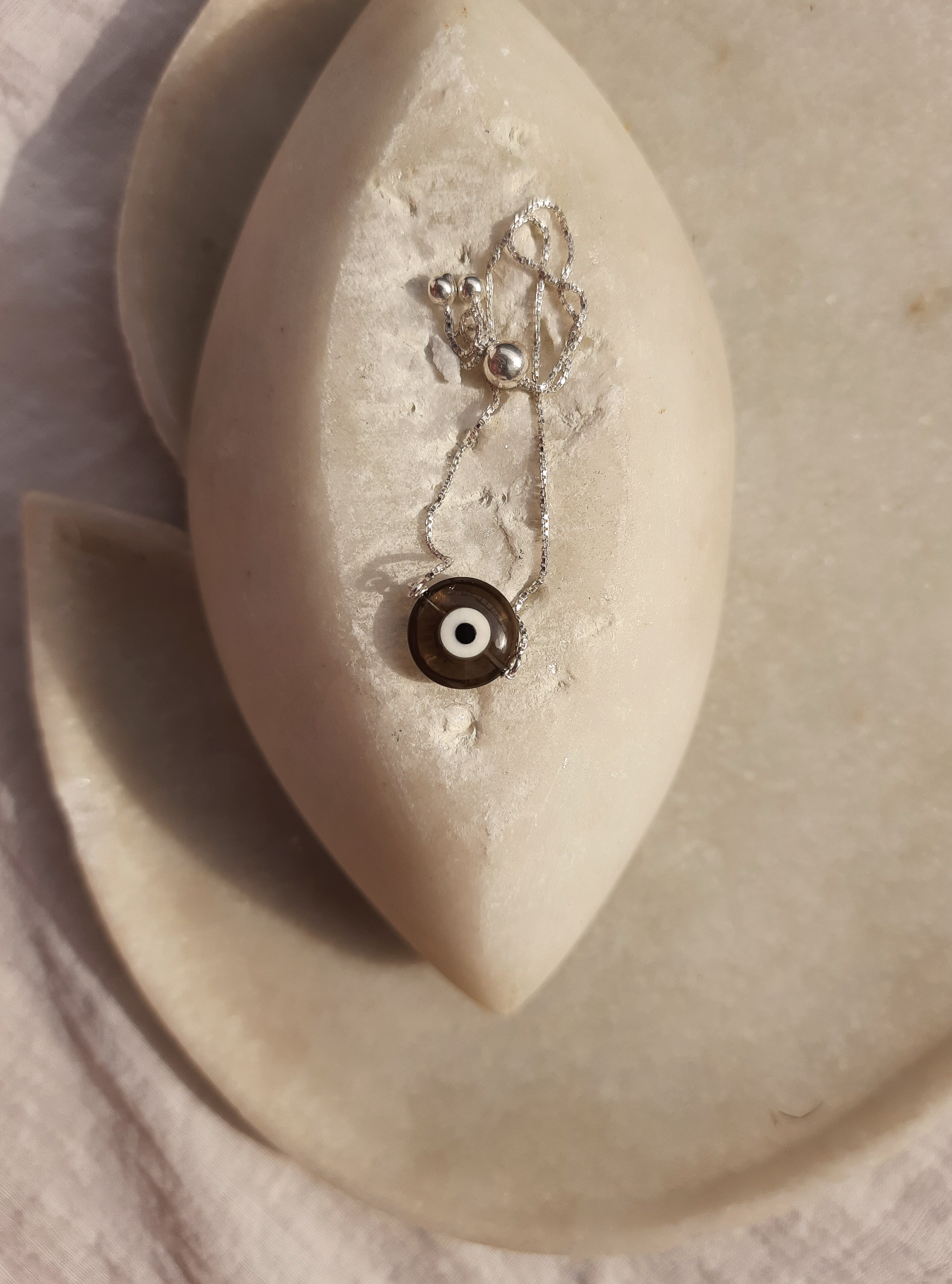 kayena - Smoky Quartz Evil Eye Bracelet
