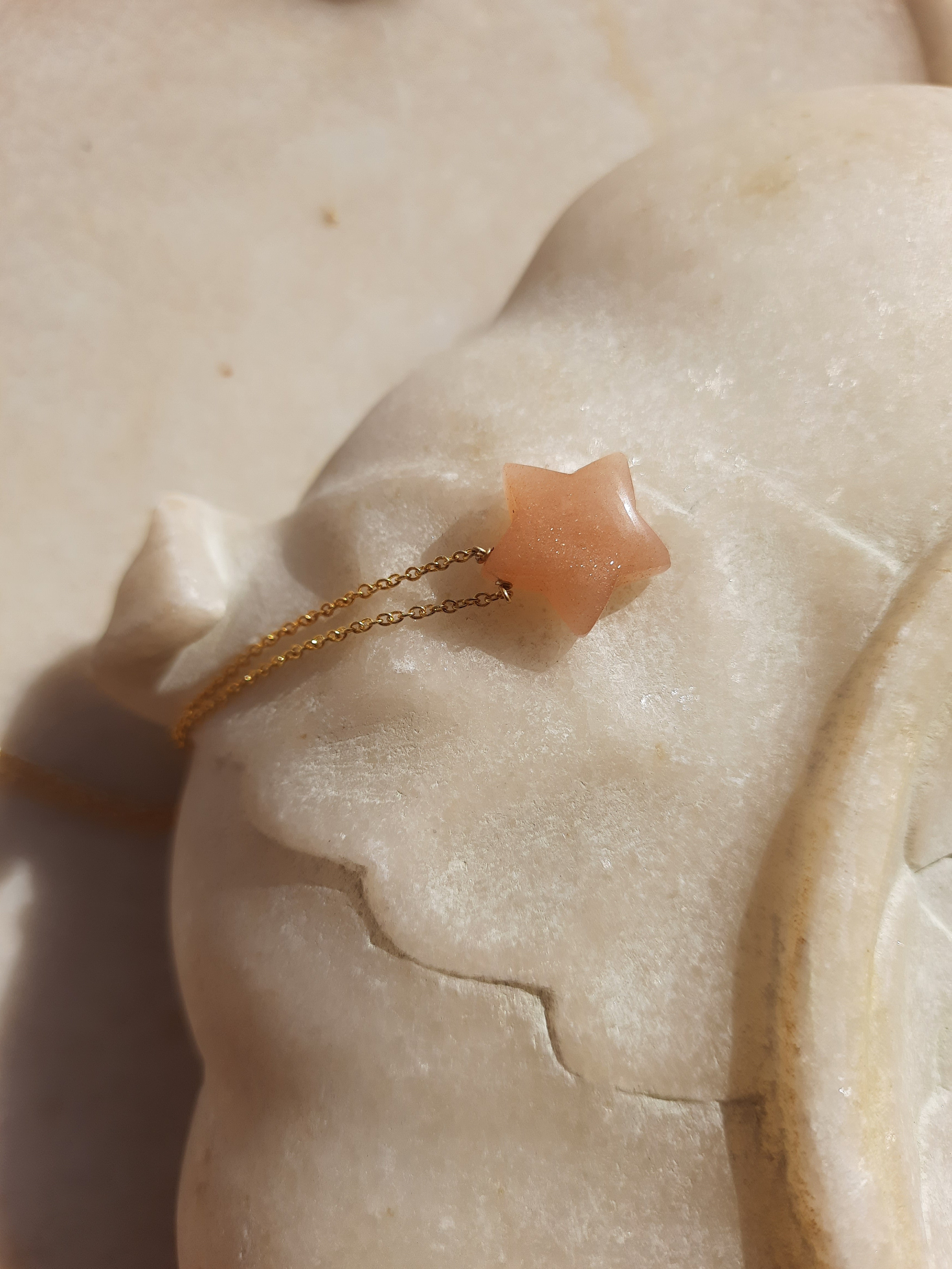 magha - Peach Moonstone Star Pendant