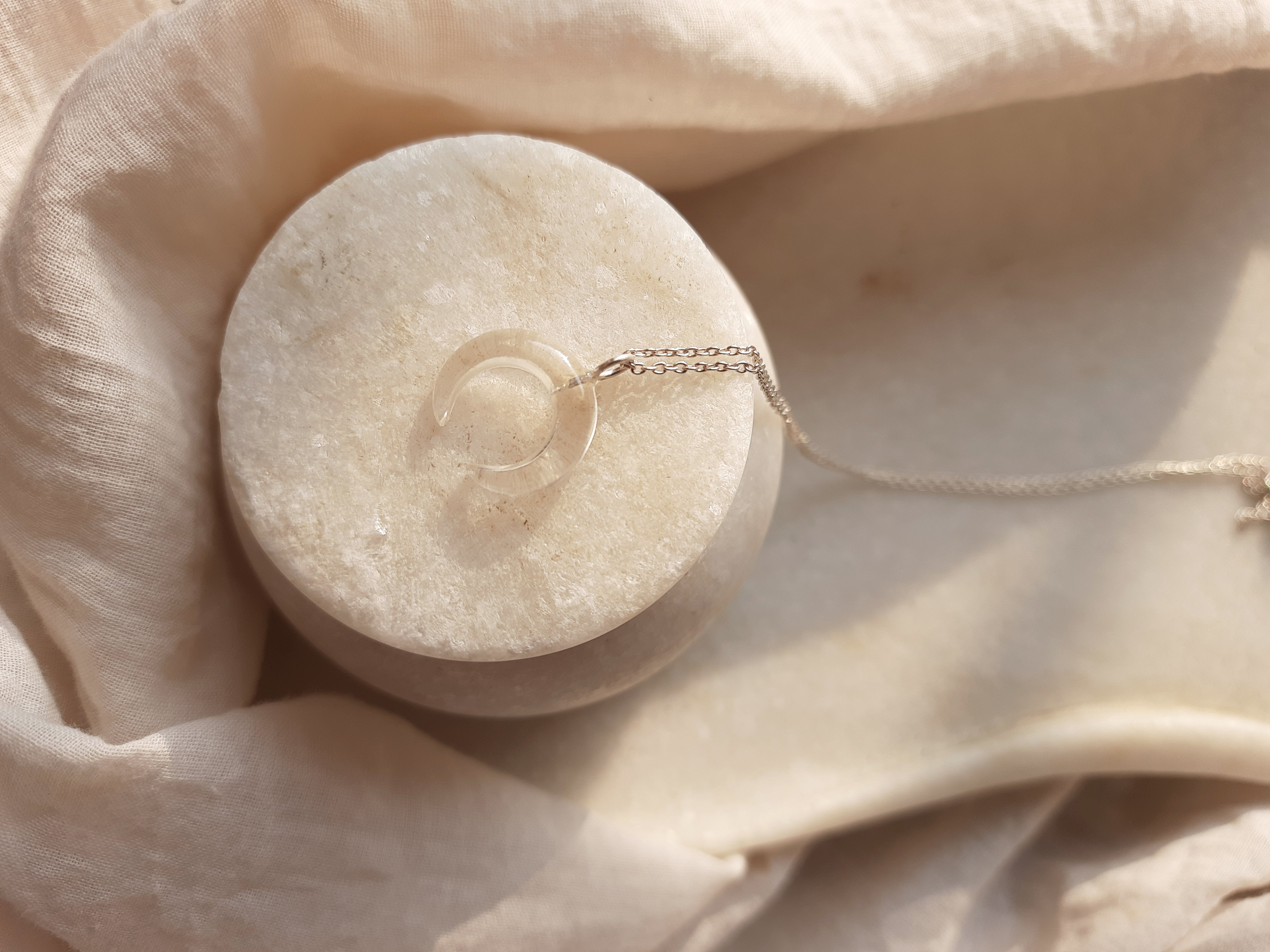 akas - Clear quartz Crescent Pendant