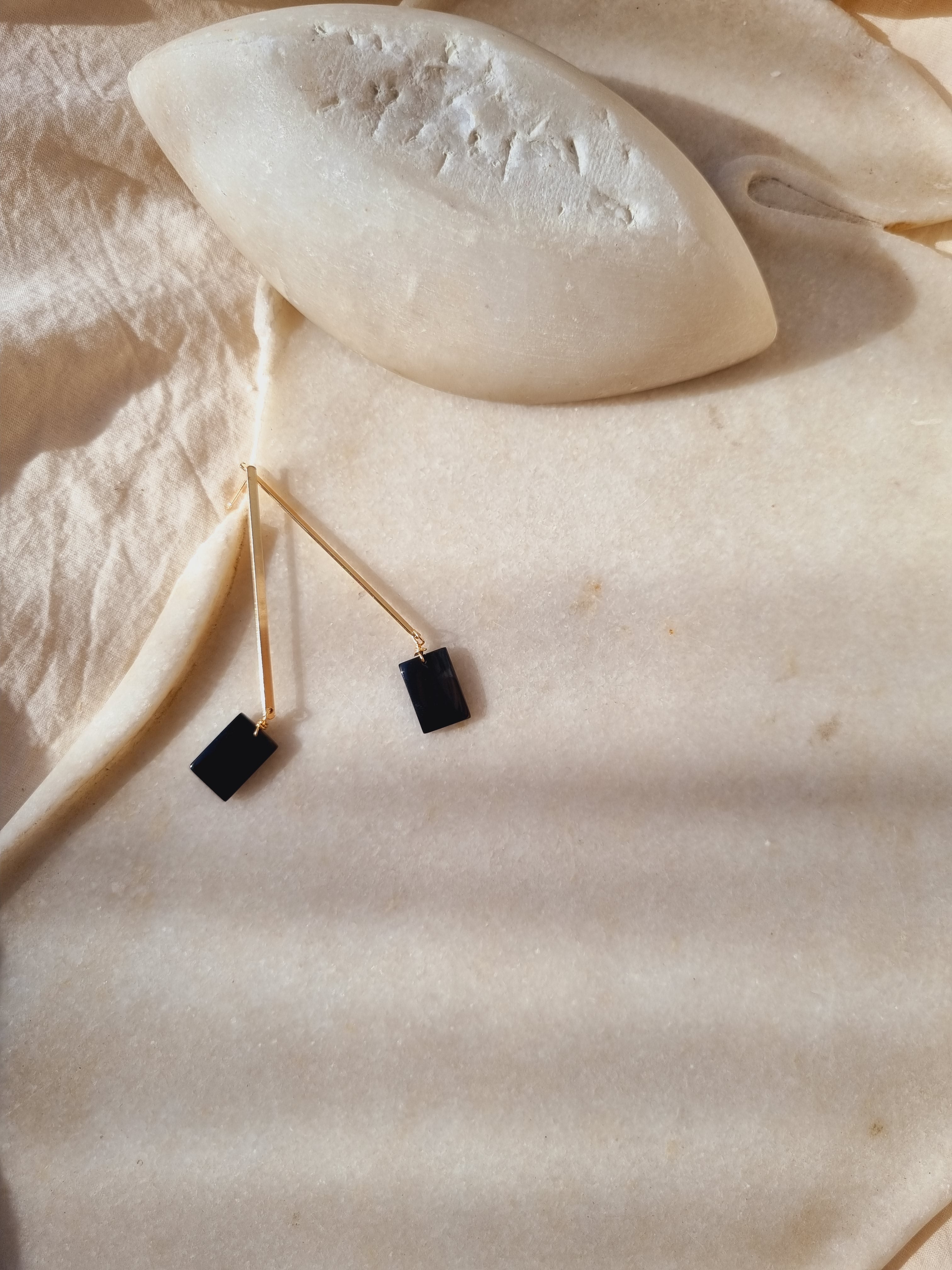 aryaa - Black Onyx Stick Earrings