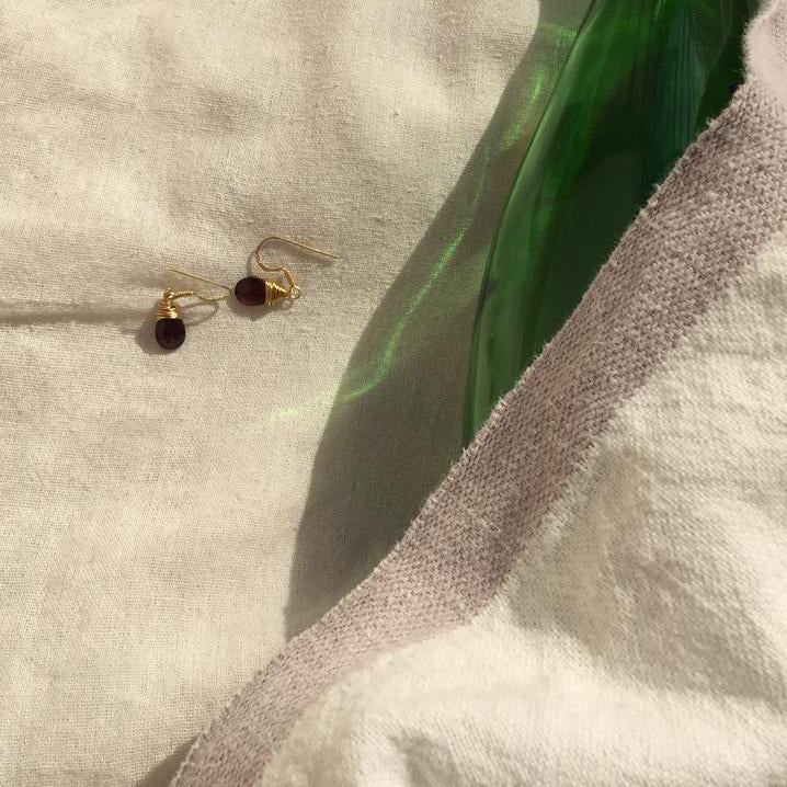 Garnet wire wrapped earrings