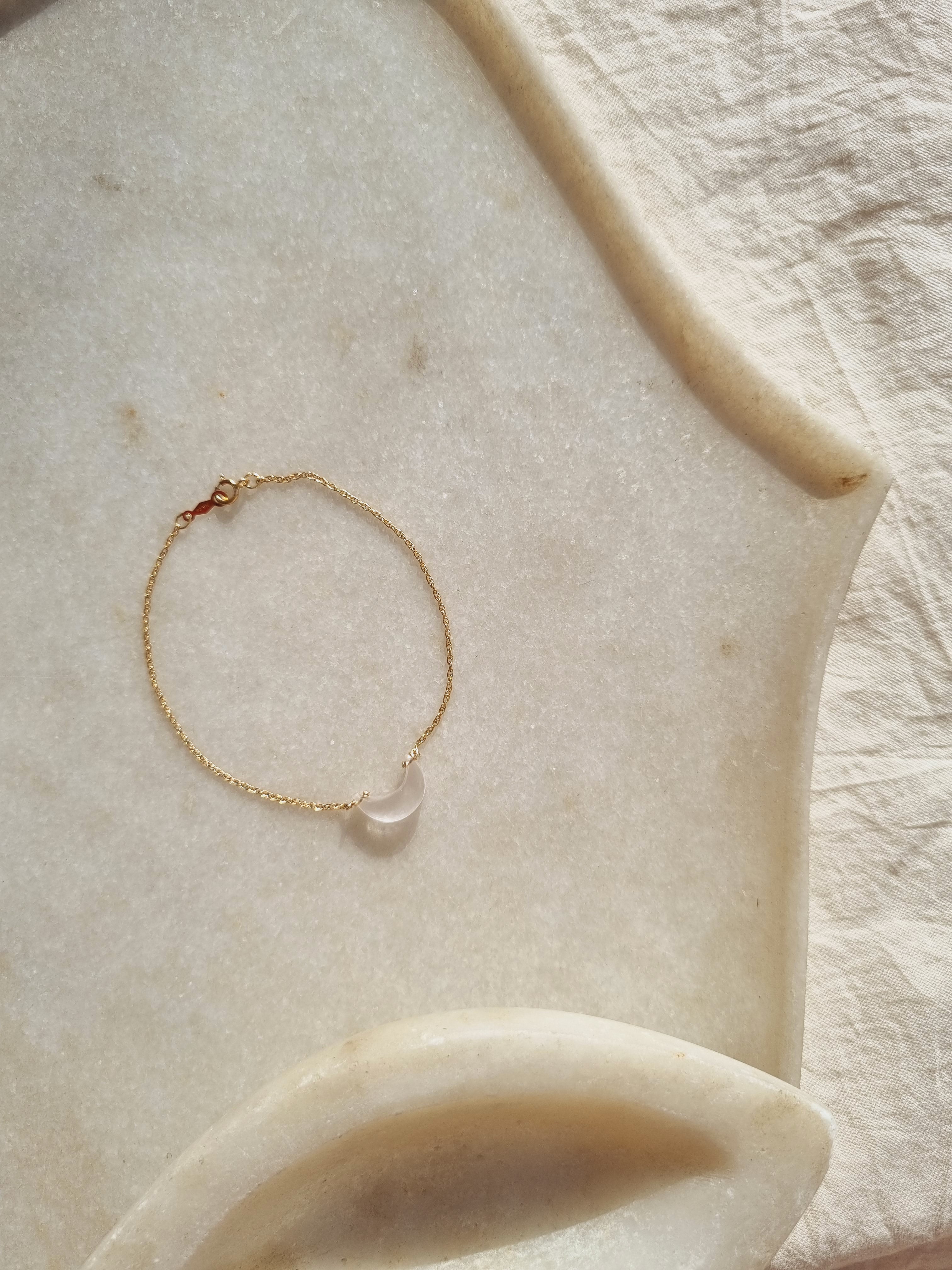 adhvaya - Rose Quartz Luna Bracelet