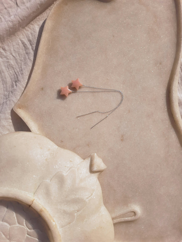 krsaa - Pink Opal Star Threader Earrings