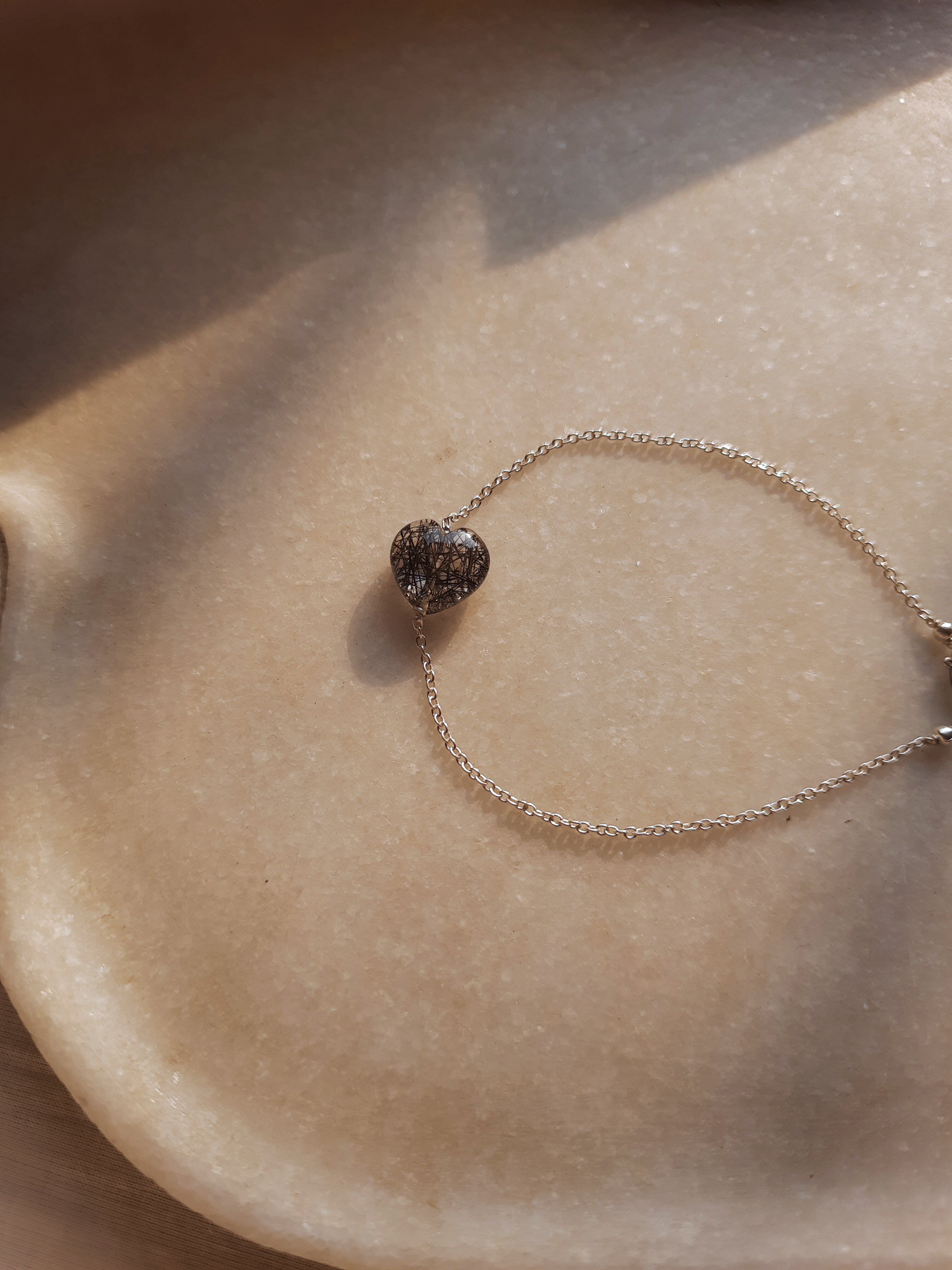 kauri- Black Rutilated Quartz Heart Bracelet